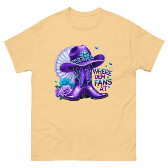 Where Dem Fans At Tee – Purple Roses & Bling Style Women Tees Style Junction – Custom Digital Designs & Apparel Yellow Haze S