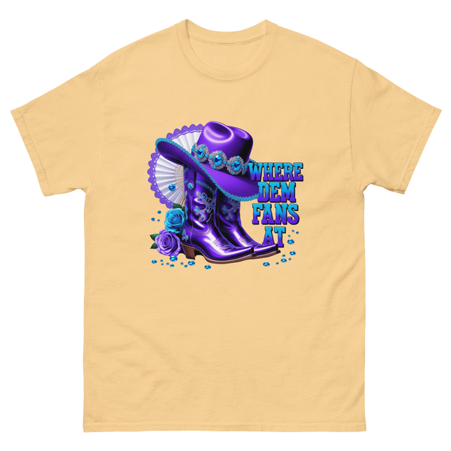 Where Dem Fans At Tee – Sparkling Western Boot Look Women Tees Style Junction – Custom Digital Designs & Apparel Yellow Haze S