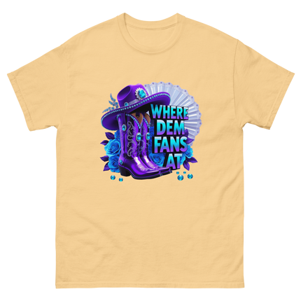 Where Dem Fans At Tee – Bold Purple Cowgirl Energy Women Tees Style Junction – Custom Digital Designs & Apparel Yellow Haze S