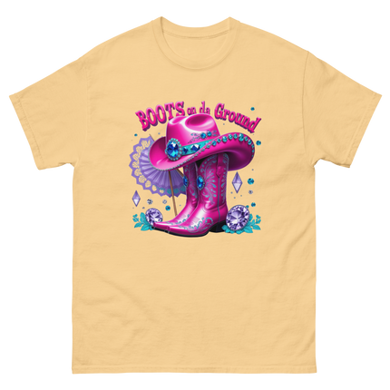 Western Glam Tee – Pink Boots & Hat Statement Women Tees Style Junction – Custom Digital Designs & Apparel Yellow Haze S