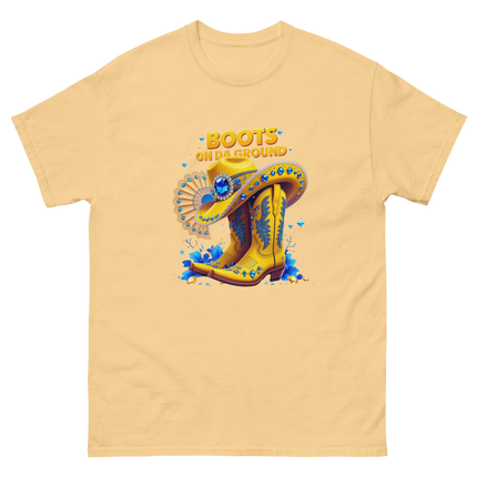 Bold Western Bling Tee – Yellow Boots & Hat Look Women Tees Style Junction – Custom Digital Designs & Apparel