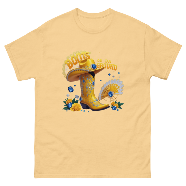Boots on Da Ground Tee – Bright Yellow Jewel Style Women Tees Style Junction – Custom Digital Designs & Apparel