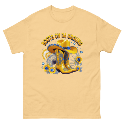 Sunshine Cowgirl Tee – Blue Gem & Fan Graphic Women Tees Style Junction – Custom Digital Designs & Apparel