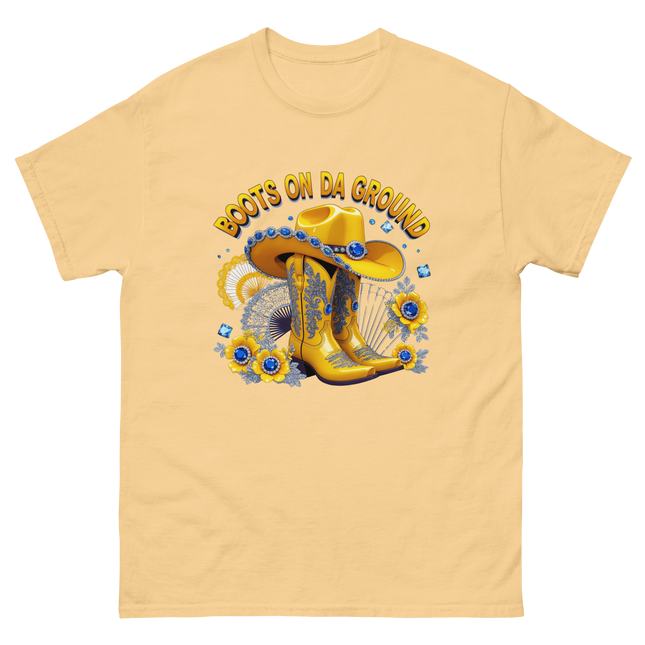Sunshine Cowgirl Tee – Blue Gem & Fan Graphic Women Tees Style Junction – Custom Digital Designs & Apparel
