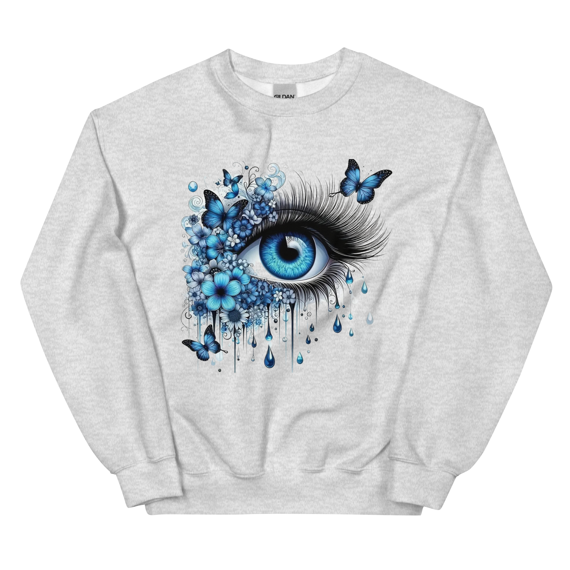 Tears of Blue Elegance Unisex Sweatshirt - Ribbed Collar and Spandex for a Perfect Fit Physical Sweatshirt Style-Junction