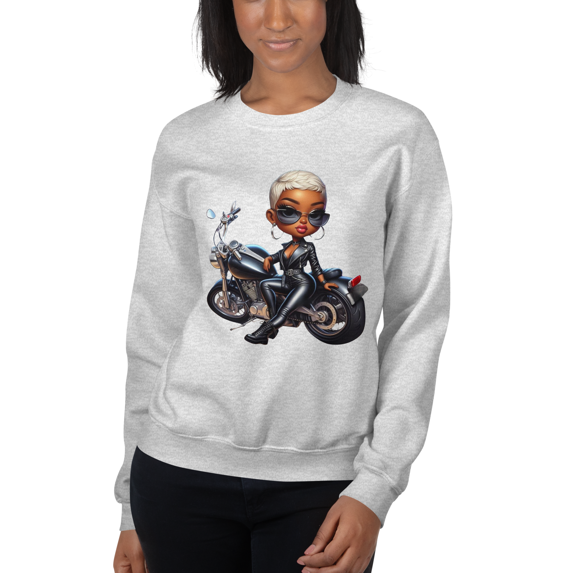 Biker Chic Diva Women's Custom Classic Sweatshirt for Comfort Physical Sweatshirt Style-Junction