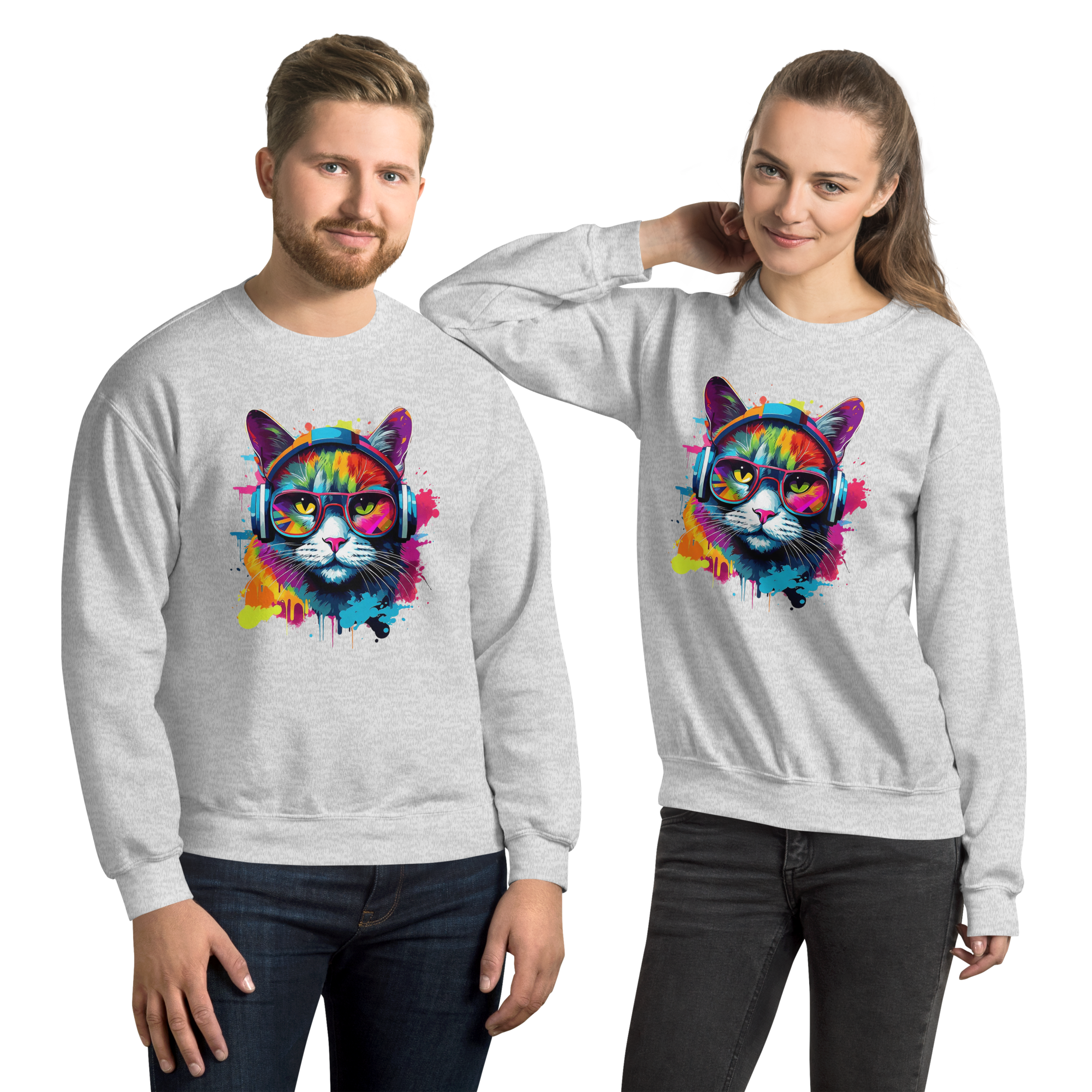 Vibrant DJ Cat Unisex Sweatshirt - Premium Softness and Long-Lasting Comfort Physical Sweatshirt Style-Junction