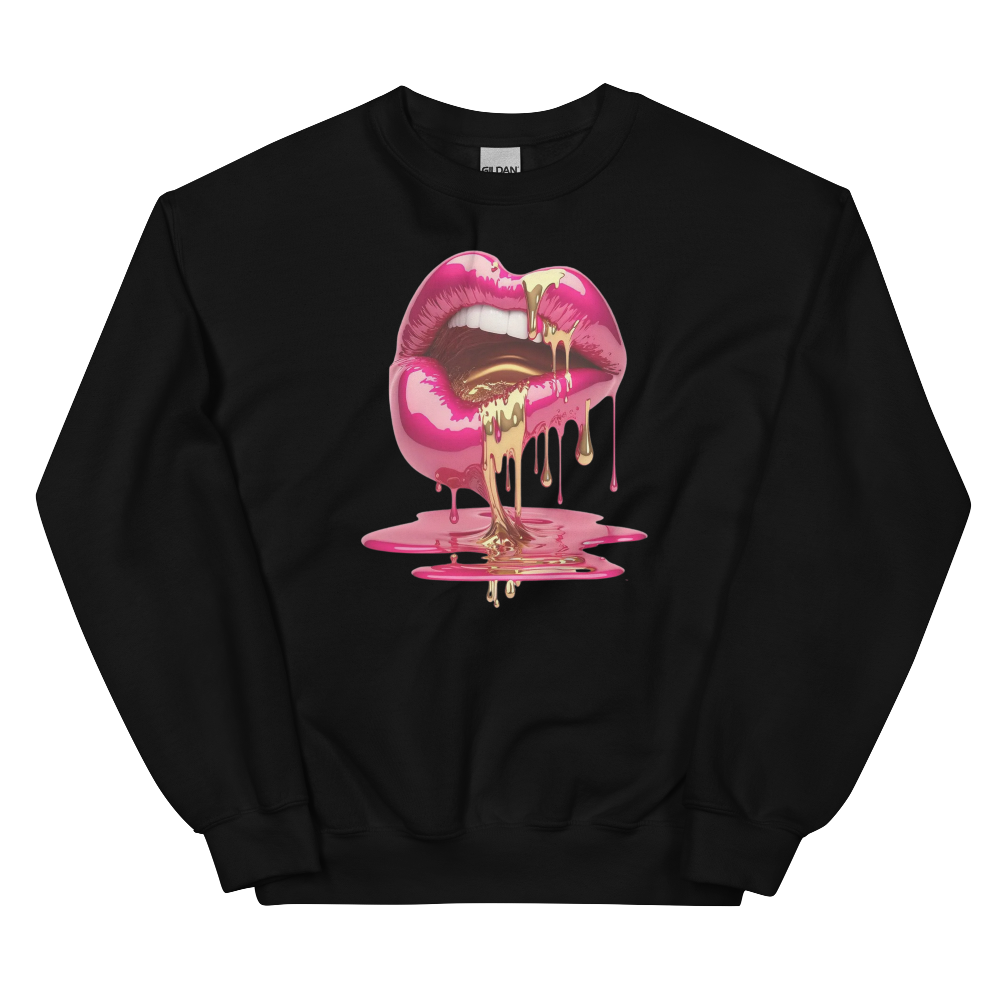 Dripping Lips Custom Design Unisex Sweatshirt Physical Sweatshirt Style-Junction Black S 