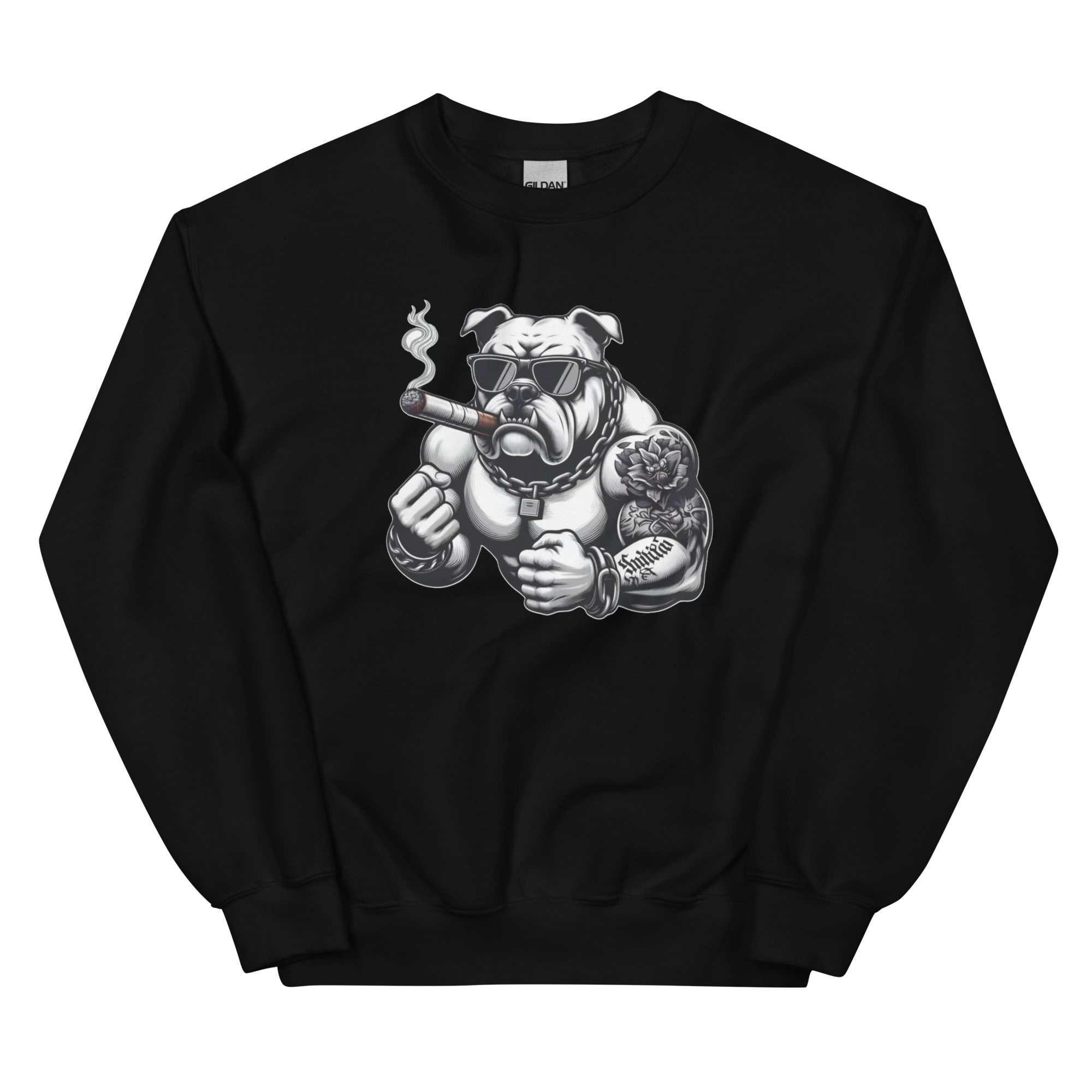 Big Boy Bulldog Design | Men’s Custom Sweatshirt Physical Sweatshirt Style-Junction Black S 