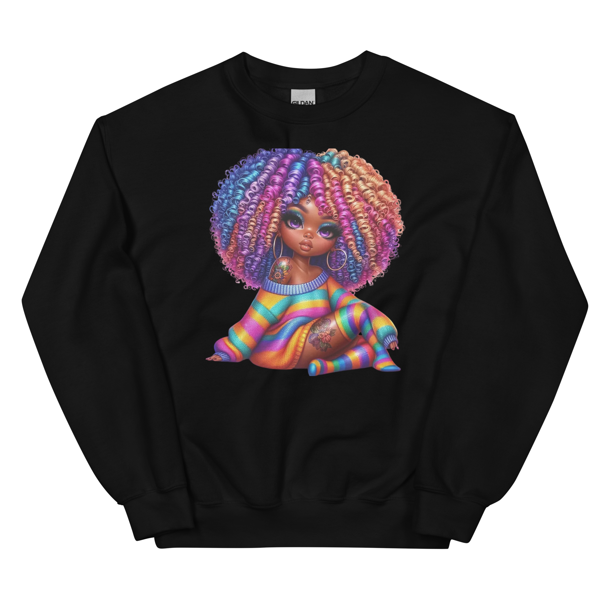 Beautiful Rainbow Girl Design | Women’s Custom Sweatshirt Physical Sweatshirt Style-Junction Black S 