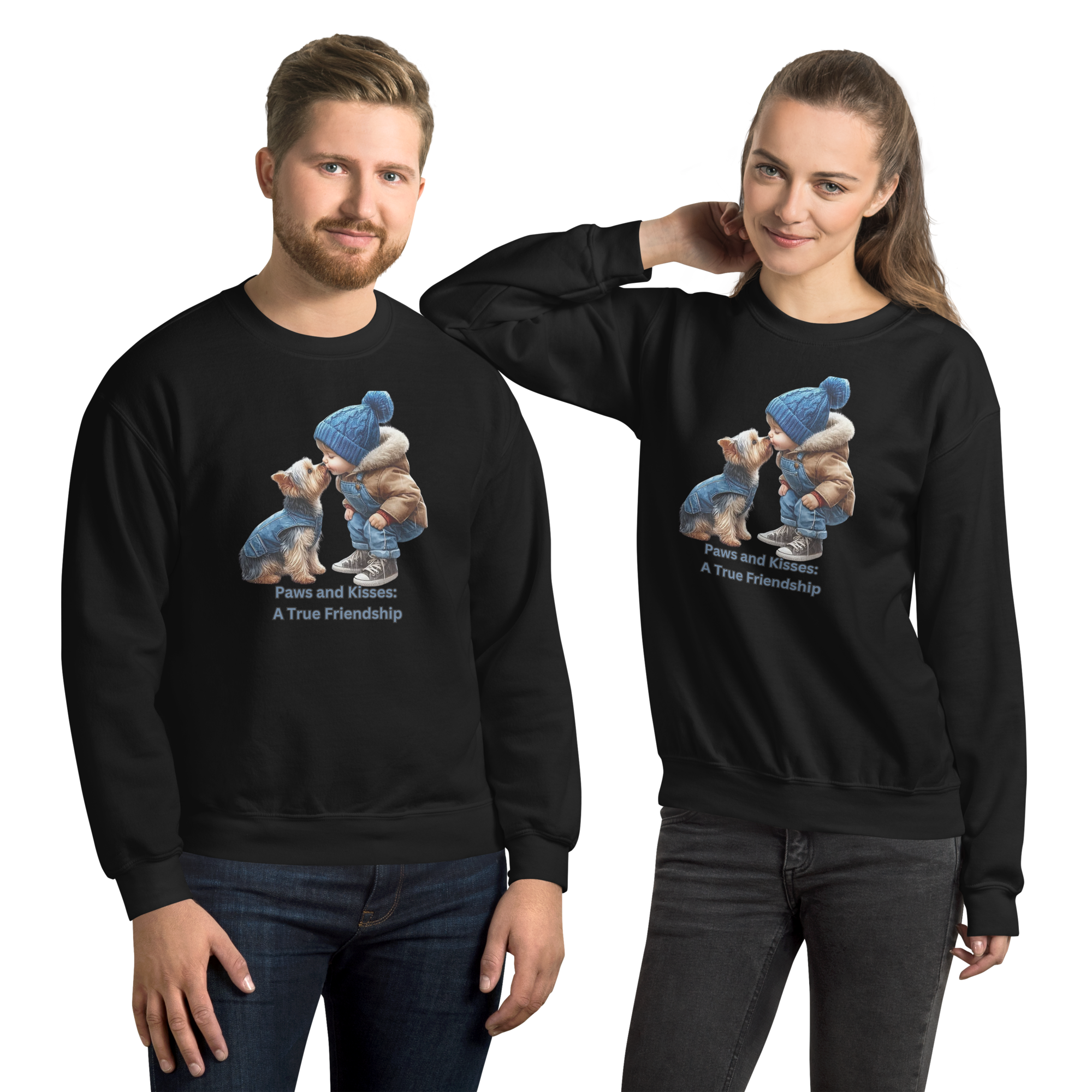 Paws and Kisses Unisex Custom Sweatshirt Physical Sweatshirt Style-Junction Black S 