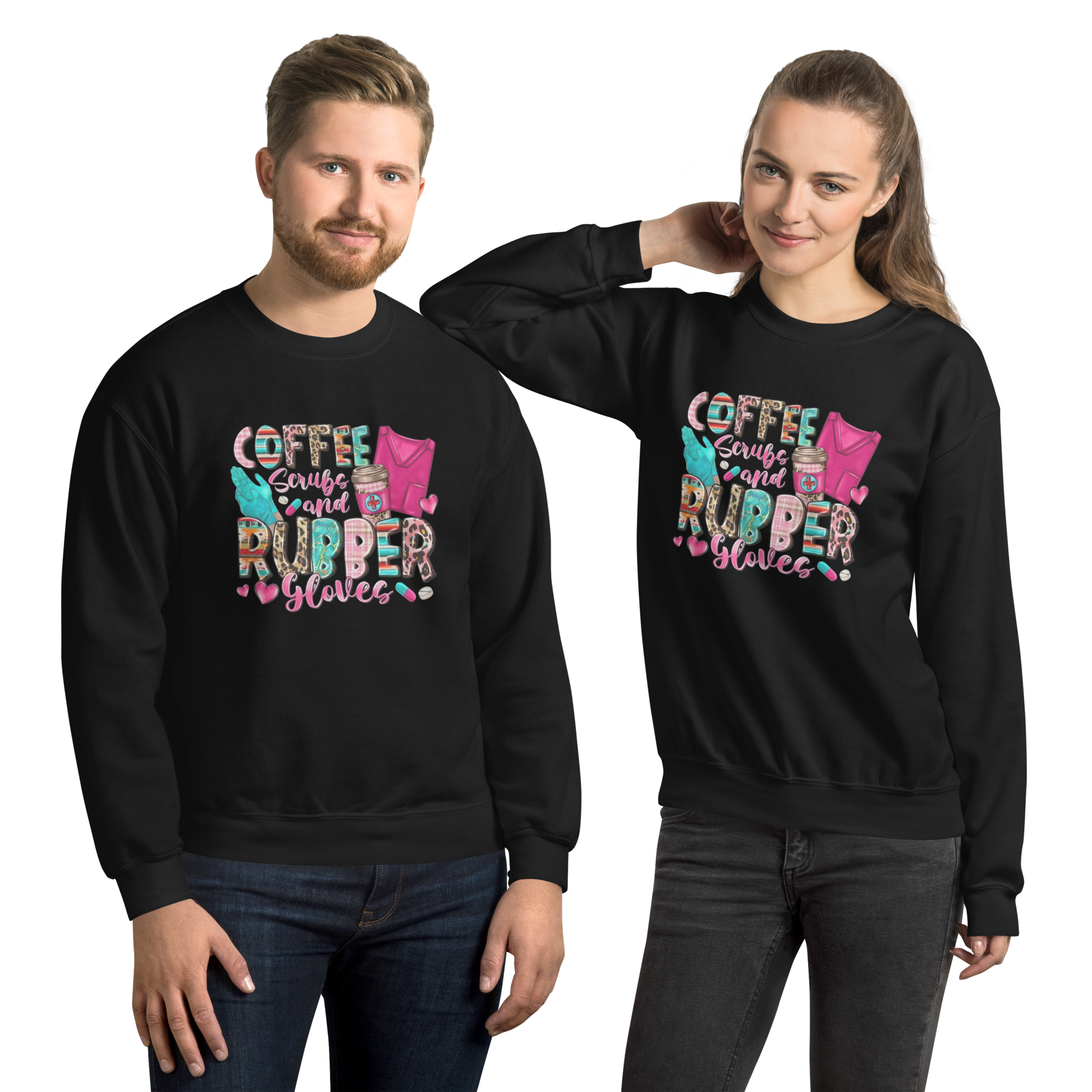 Coffee Scrubs and Rubber Gloves Unisex Custom Sweatshirt Physical Sweatshirt Style-Junction Black S