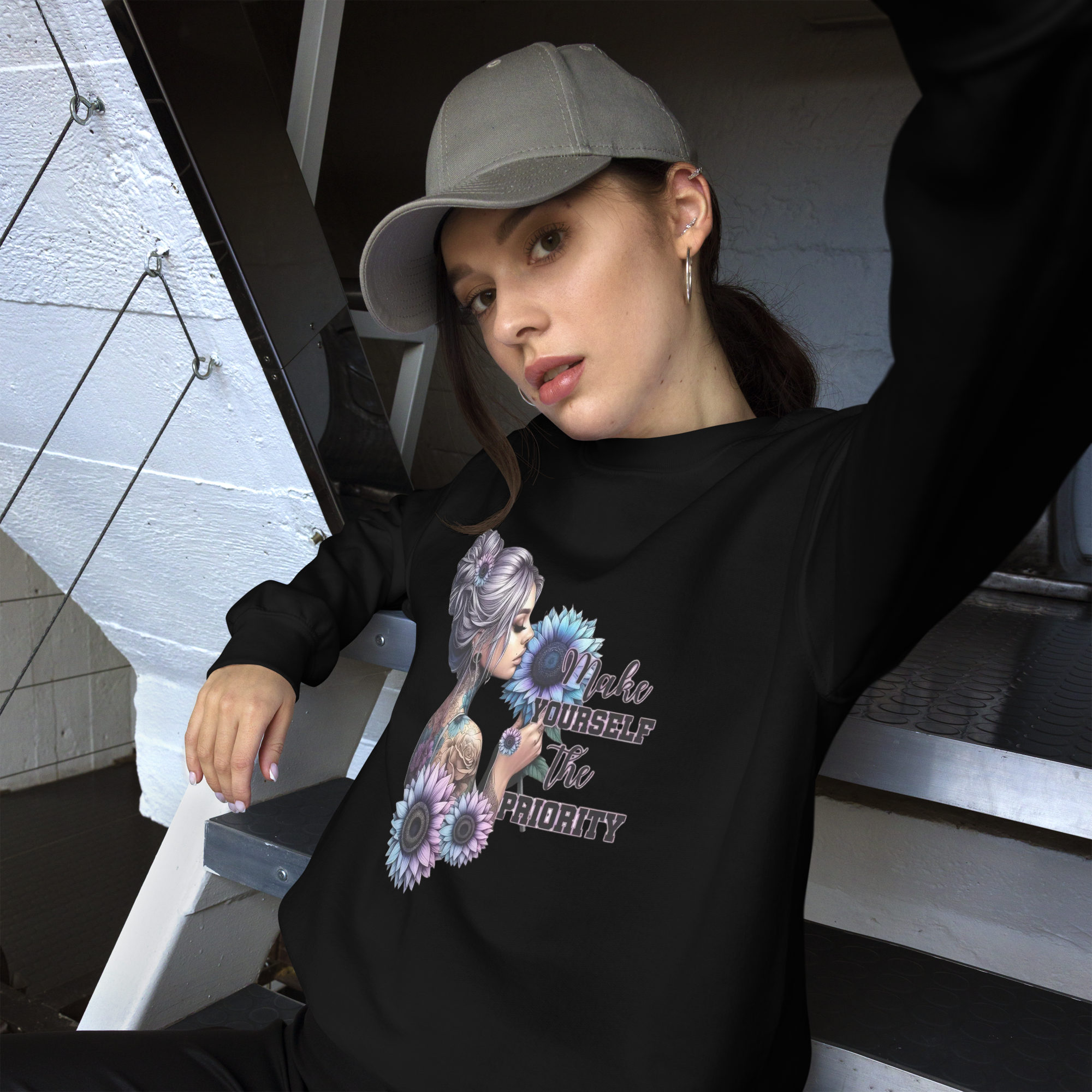 Make Yourself The Priority Women's Crewneck Sweatshirt - Classic Fit Physical Sweatshirt Style-Junction Black S