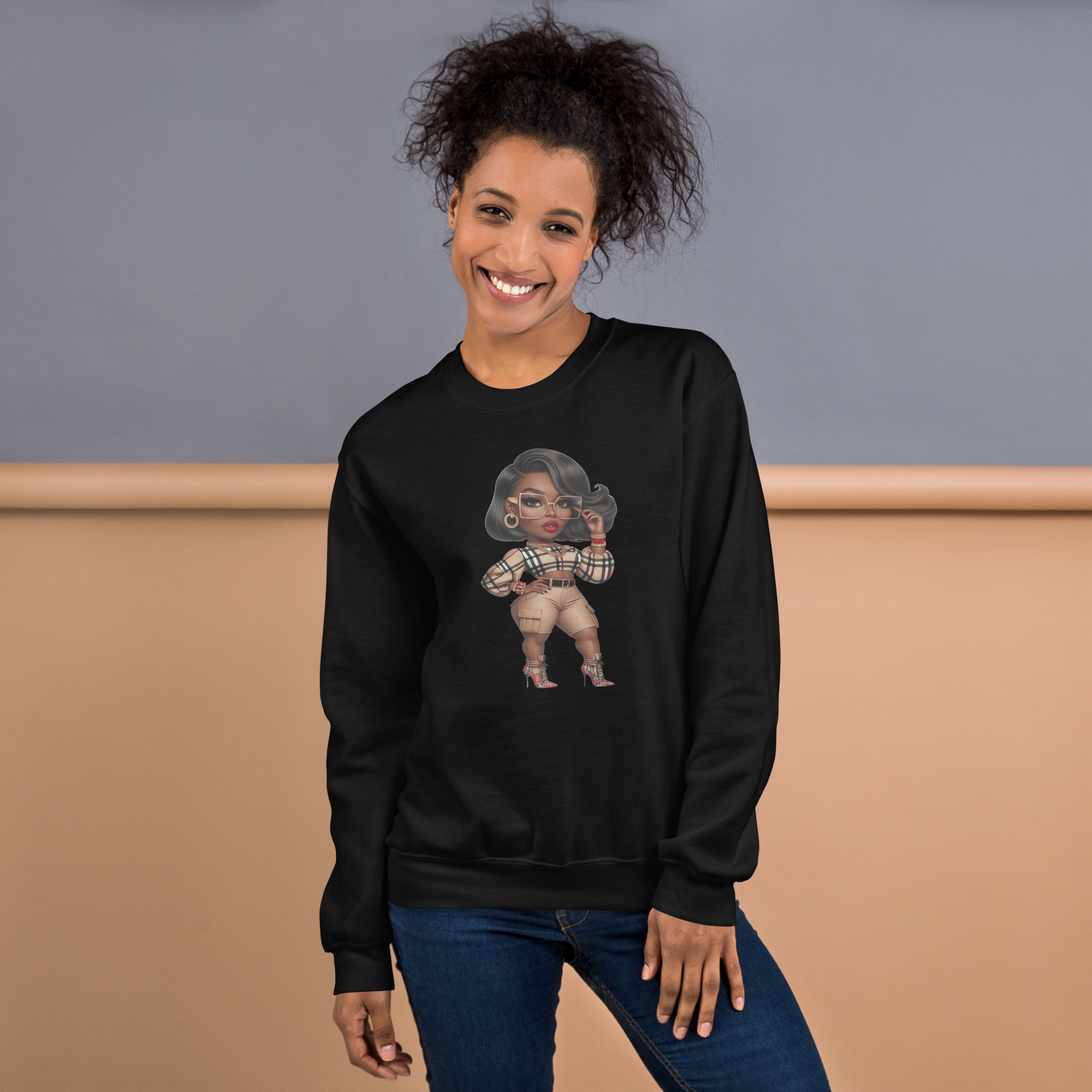 Sophisticated Glam Queen Women's Sweatshirt Physical Sweatshirt Style-Junction Black S