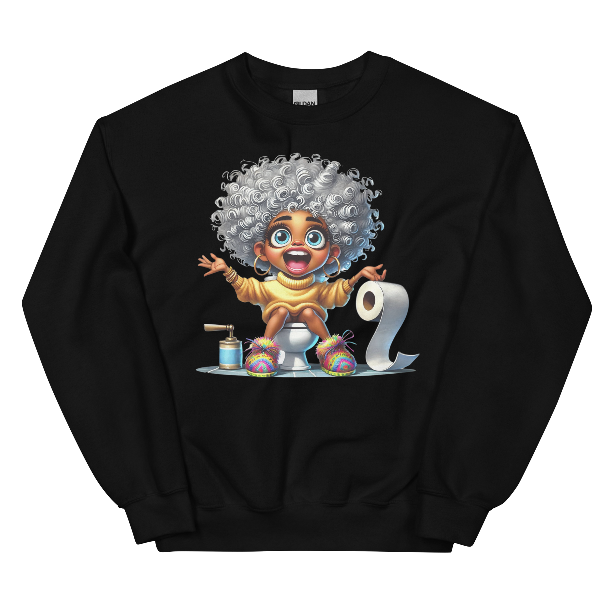 Toilet Time Joy Women's Sweatshirt Physical Sweatshirt Style-Junction Custom Designs & Prints Black S