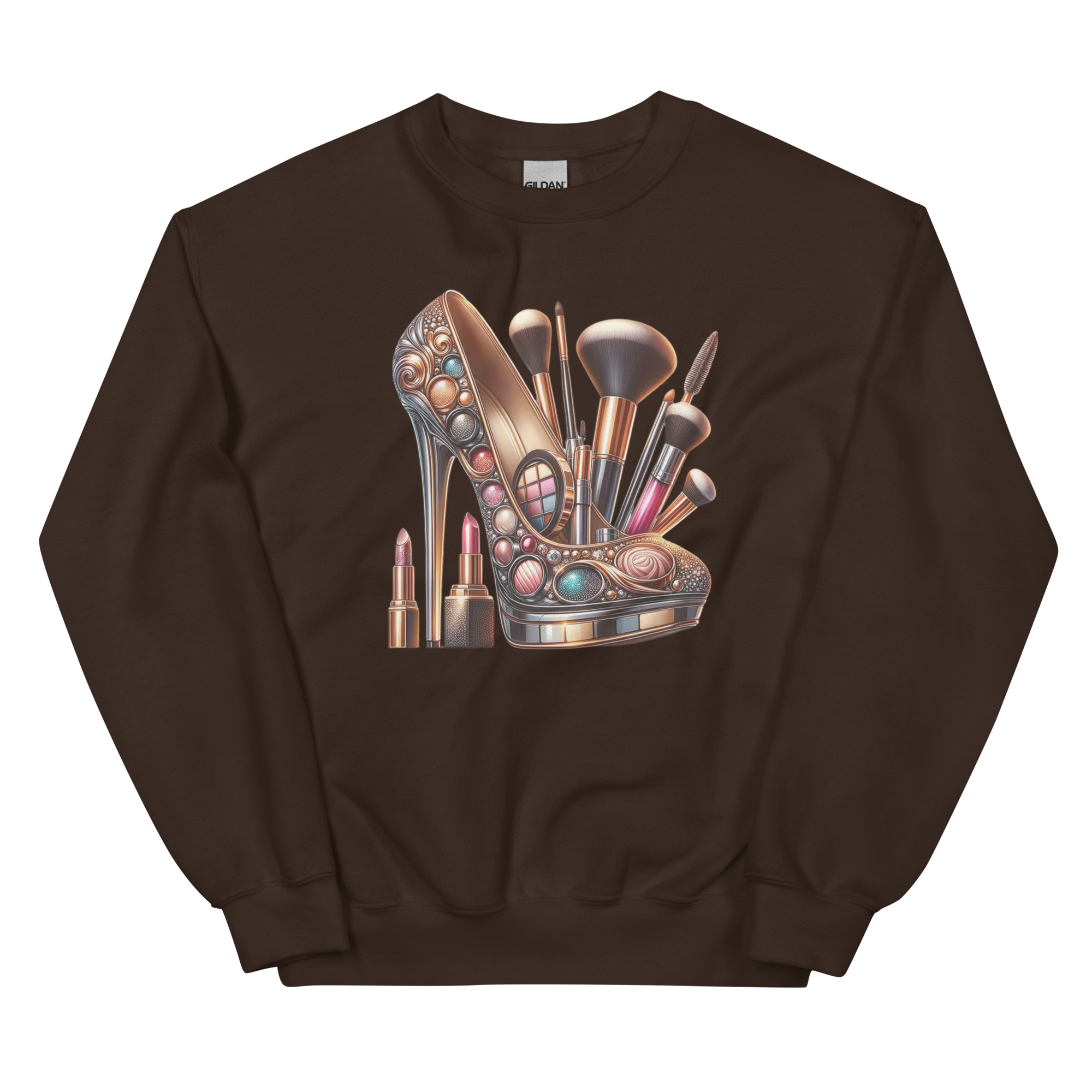 The Makeup Stilleto Custom Design Women Sweatshirt Physical Sweatshirt Style-Junction Dark Chocolate S 