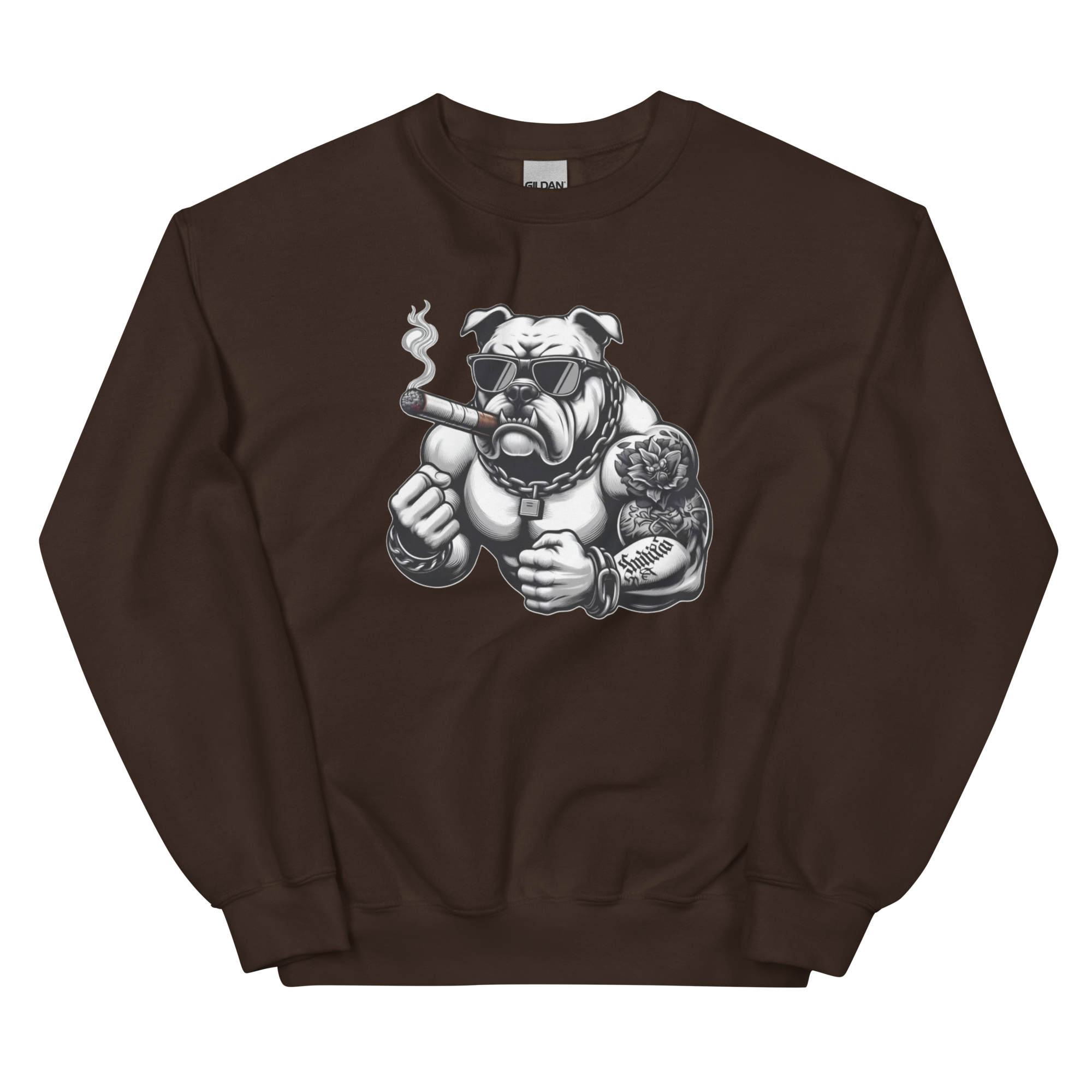 Big Boy Bulldog Design | Men’s Custom Sweatshirt Physical Sweatshirt Style-Junction Dark Chocolate S 