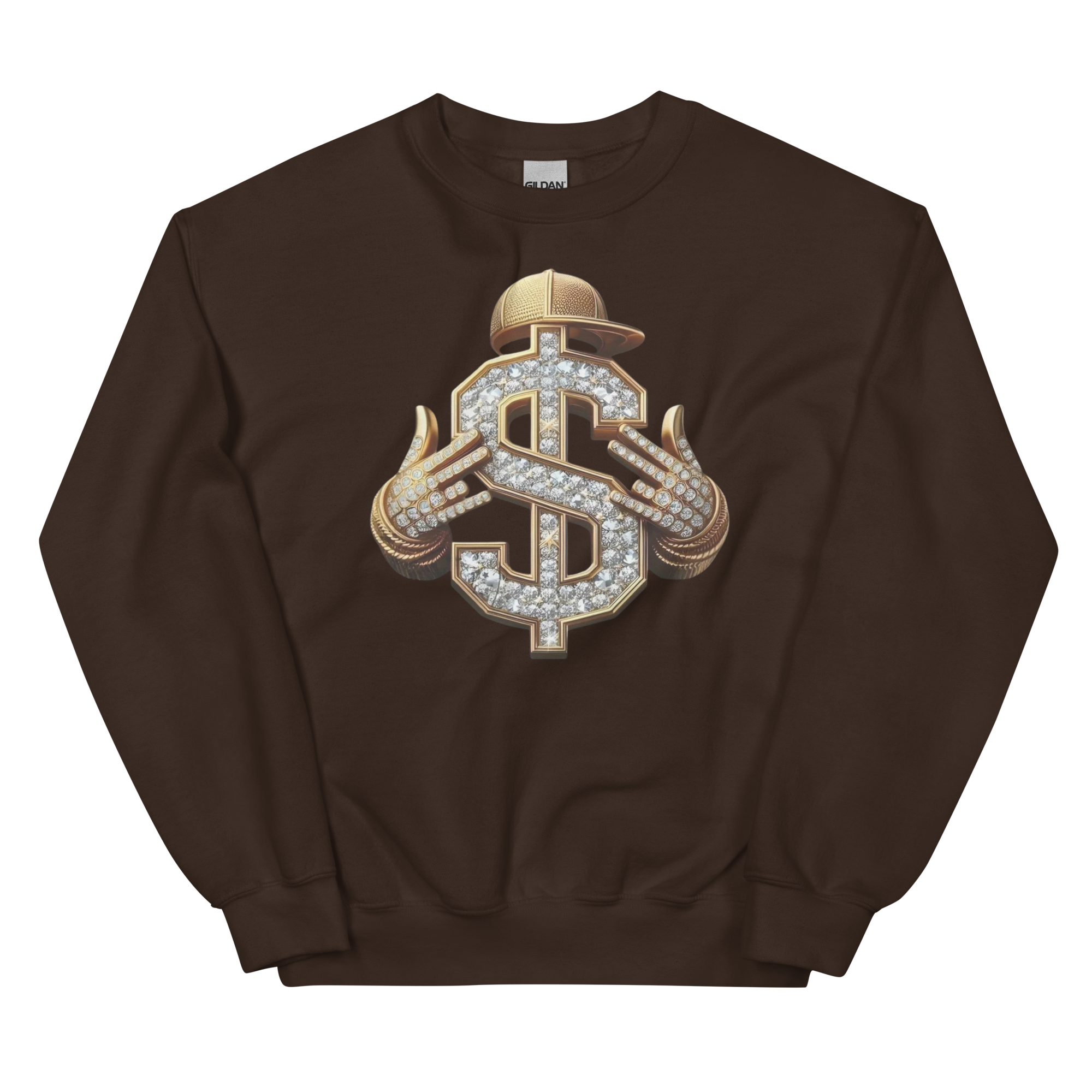 Diamond Dollar Swag Custom Design Unisex Sweatshirt Physical Sweatshirt Style-Junction Dark Chocolate S 