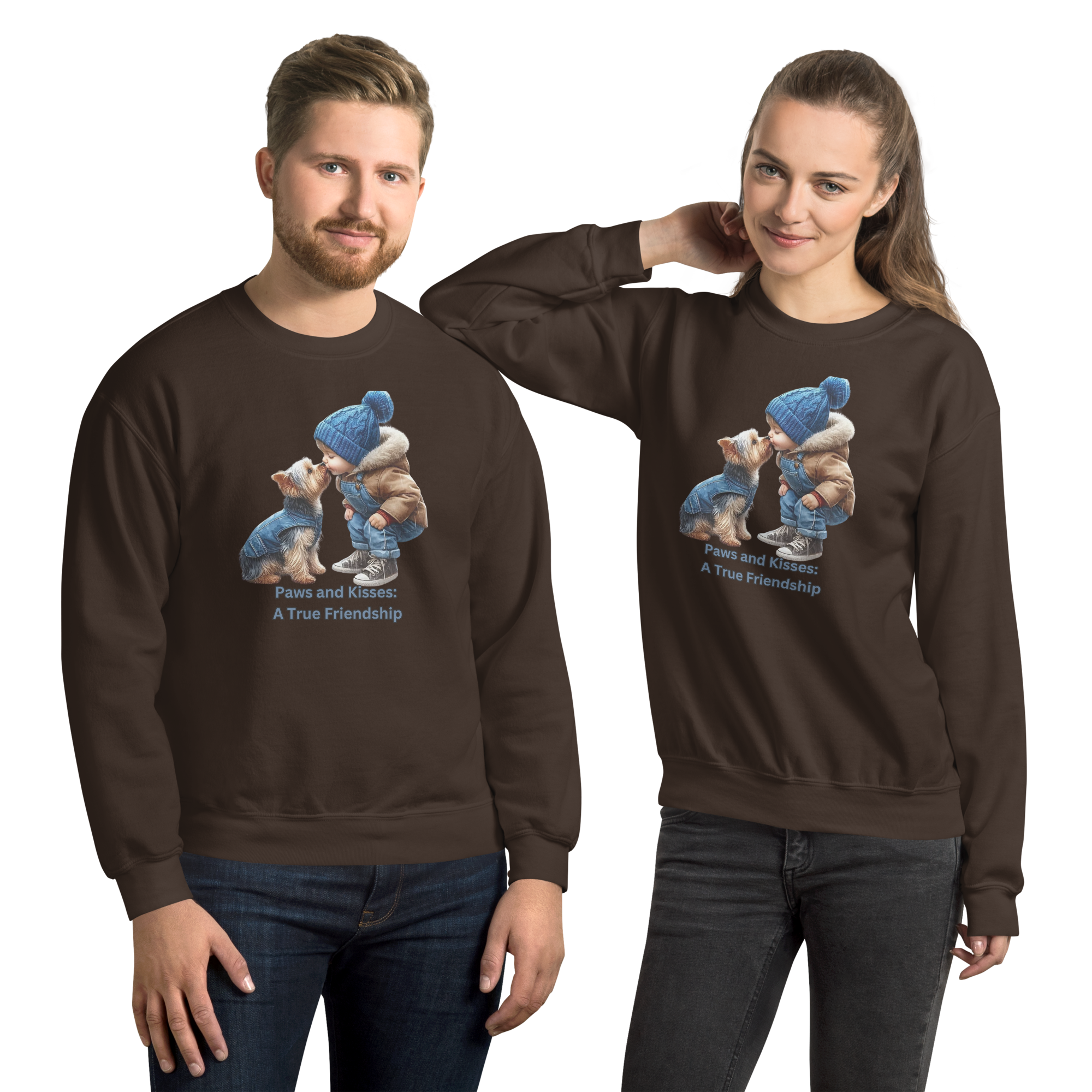 Paws and Kisses Unisex Custom Sweatshirt Physical Sweatshirt Style-Junction Dark Chocolate S 