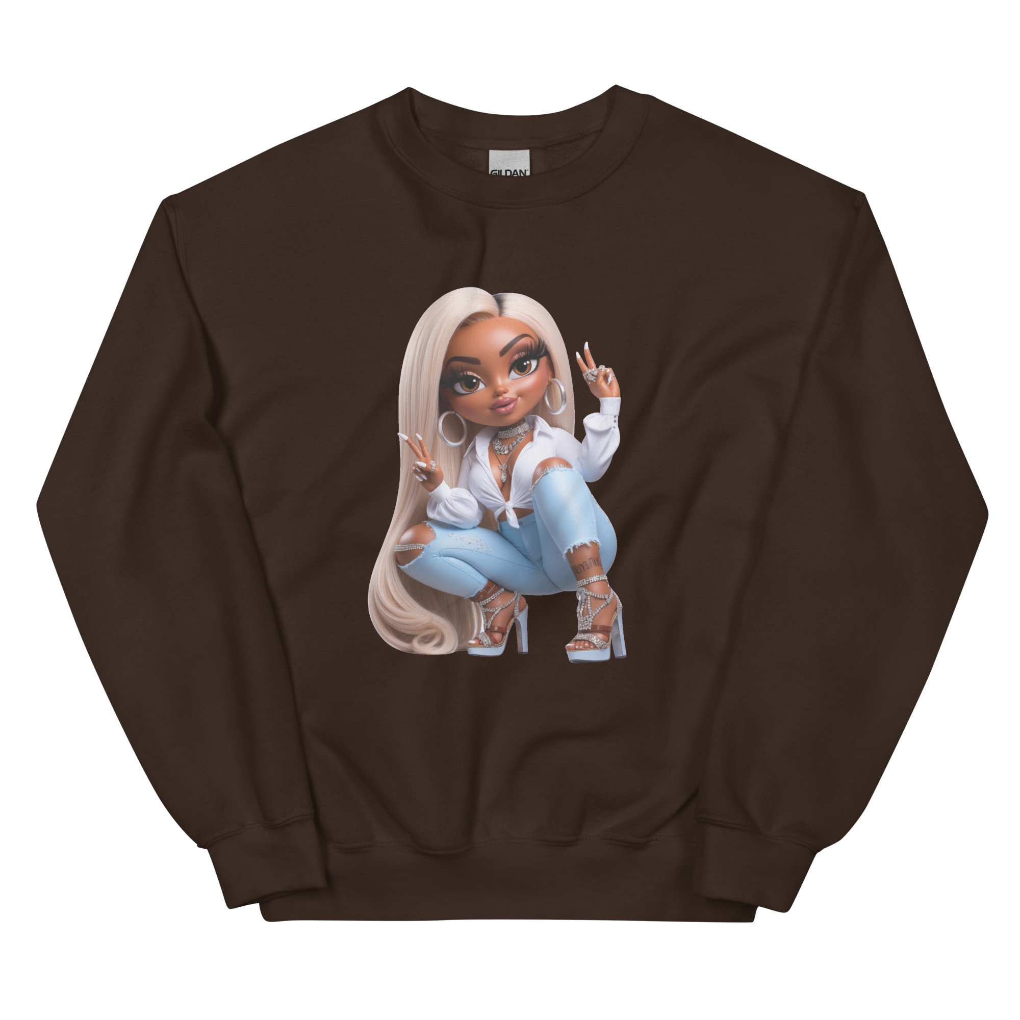 Glam Peace Queen Custom Women's Sweatshirt - Pre-Shrunk & Comfortable Physical Sweatshirt Style-Junction Dark Chocolate S