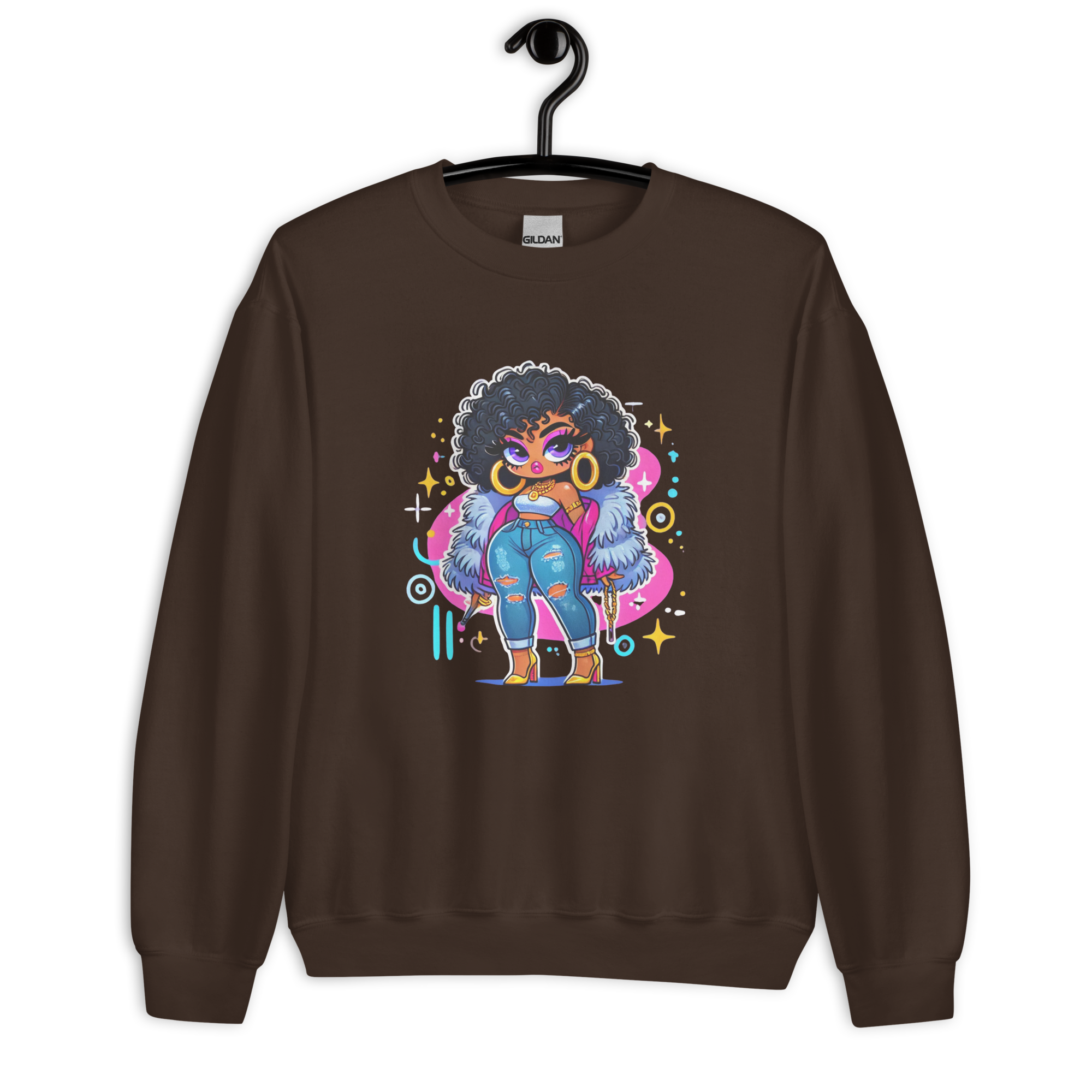 Fierce Diva Luxe Women's Sweatshirt Physical Sweatshirt Style-Junction Custom Designs & Prints Dark Chocolate S