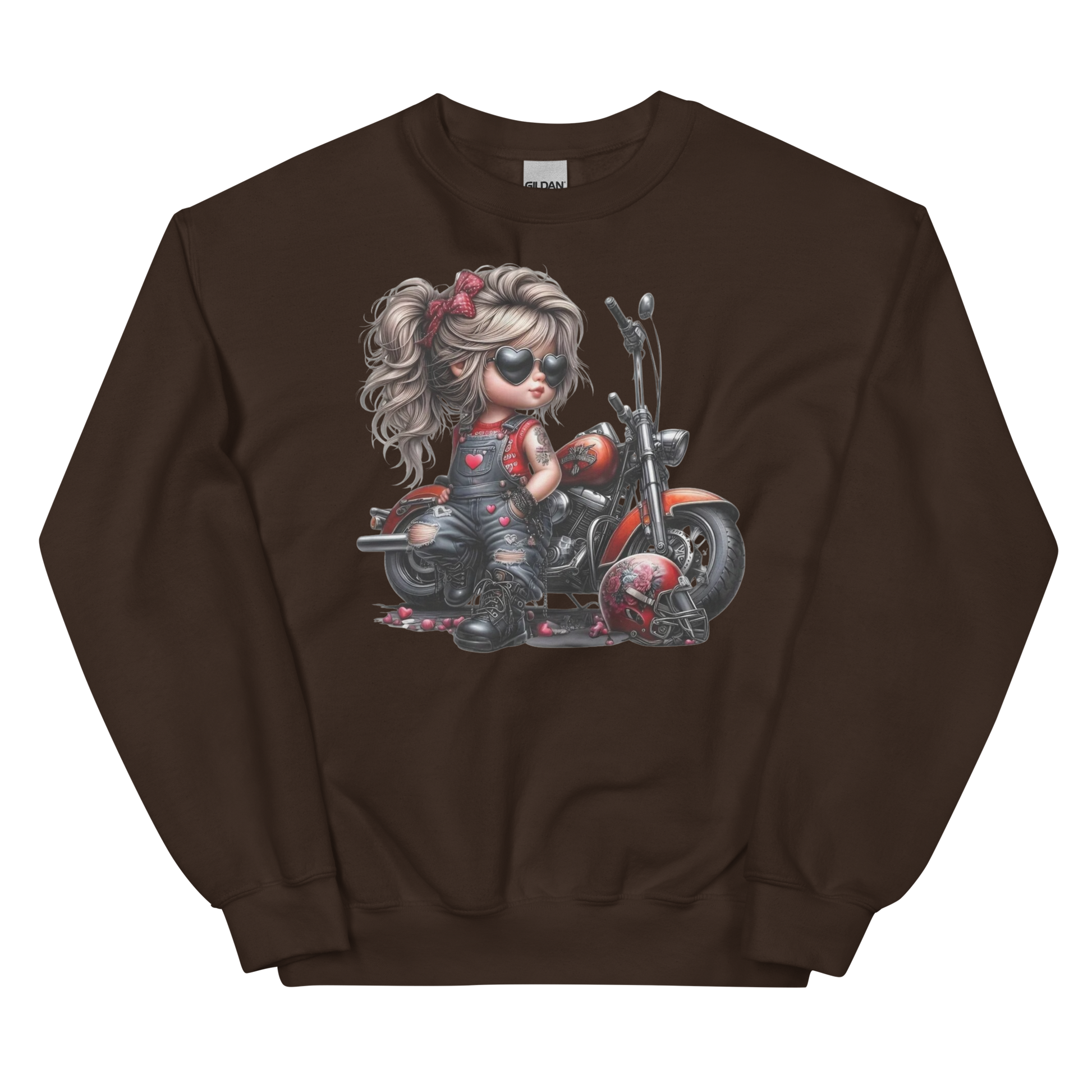 Young Biker Chic Women's Sweatshirt Physical Sweatshirt Style-Junction Custom Designs & Prints Dark Chocolate S