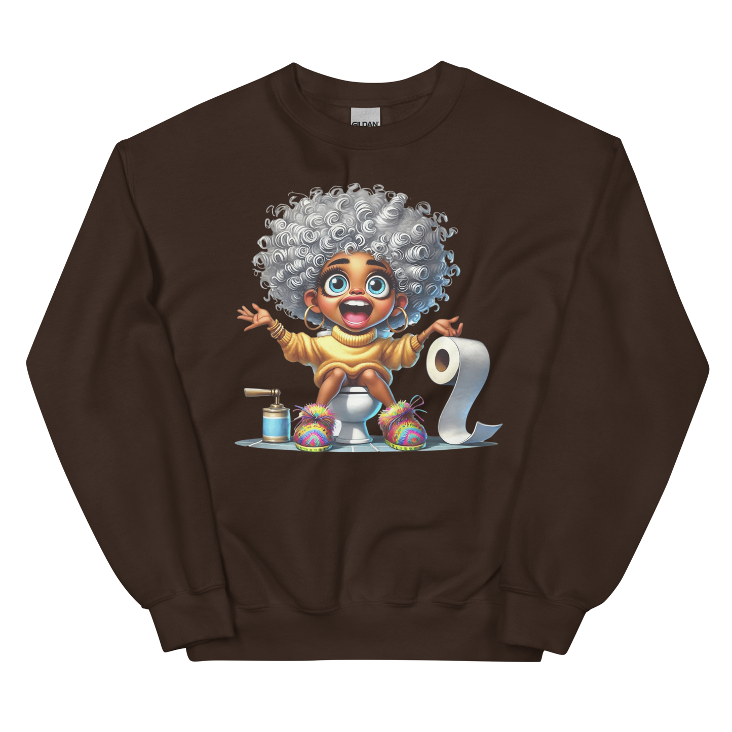 Toilet Time Joy Women's Sweatshirt Physical Sweatshirt Style-Junction Custom Designs & Prints Dark Chocolate S