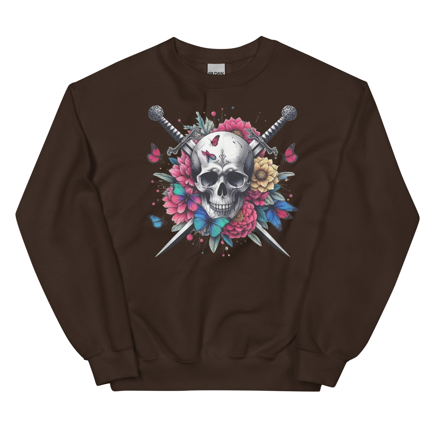 Skull & Swords Men's Sweatshirt Physical Sweatshirt Style-Junction Custom Designs & Prints Dark Chocolate S