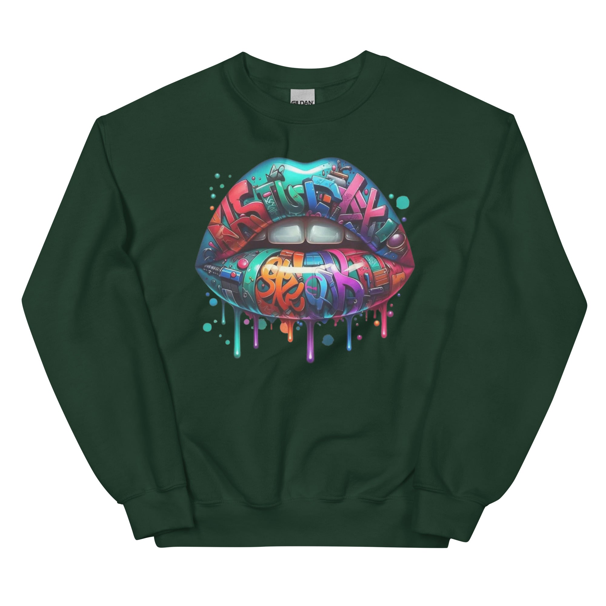 Colorful Graffiti Custom Design Unisex Sweatshirt Physical Sweatshirt Style-Junction Forest Green S 