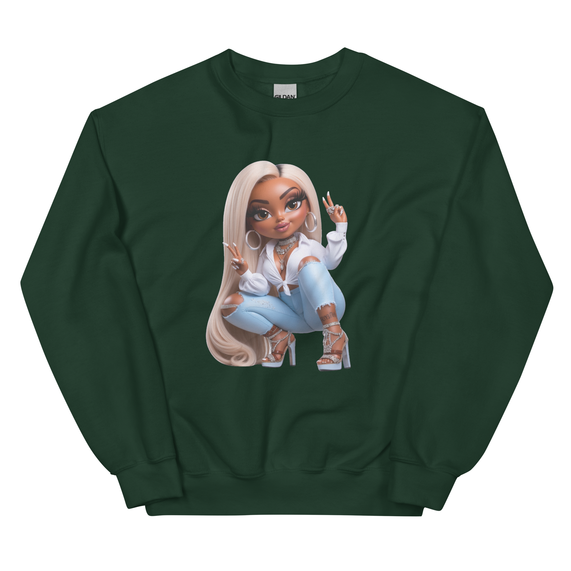 Glam Peace Queen Custom Women's Sweatshirt - Pre-Shrunk & Comfortable Physical Sweatshirt Style-Junction Forest Green S