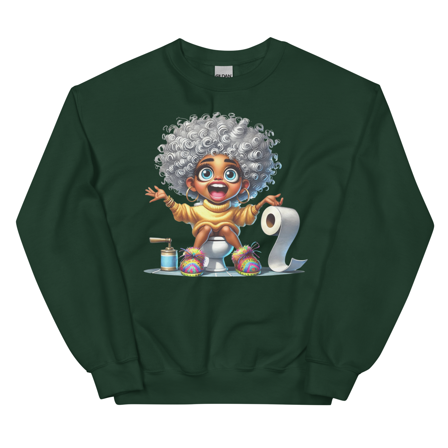 Toilet Time Joy Women's Sweatshirt Physical Sweatshirt Style-Junction Custom Designs & Prints Forest Green S