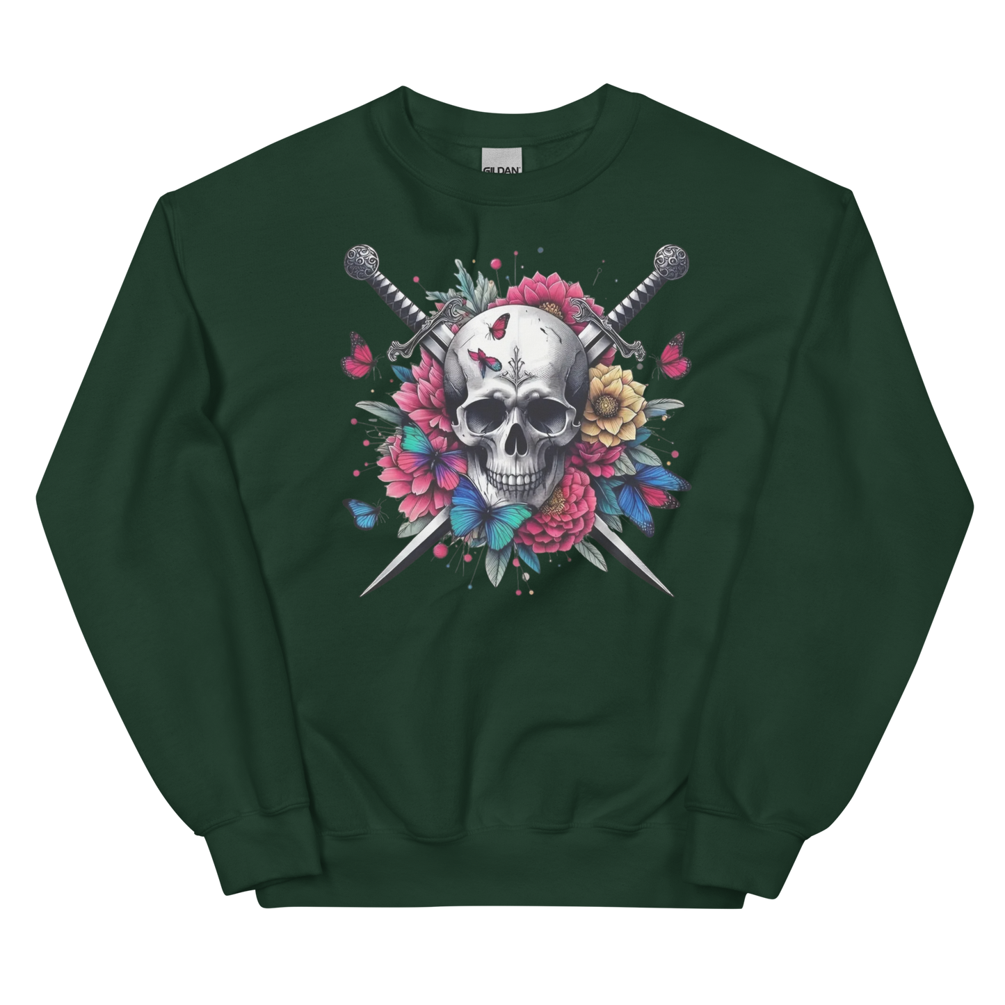 Skull & Swords Men's Sweatshirt Physical Sweatshirt Style-Junction Custom Designs & Prints Forest Green S