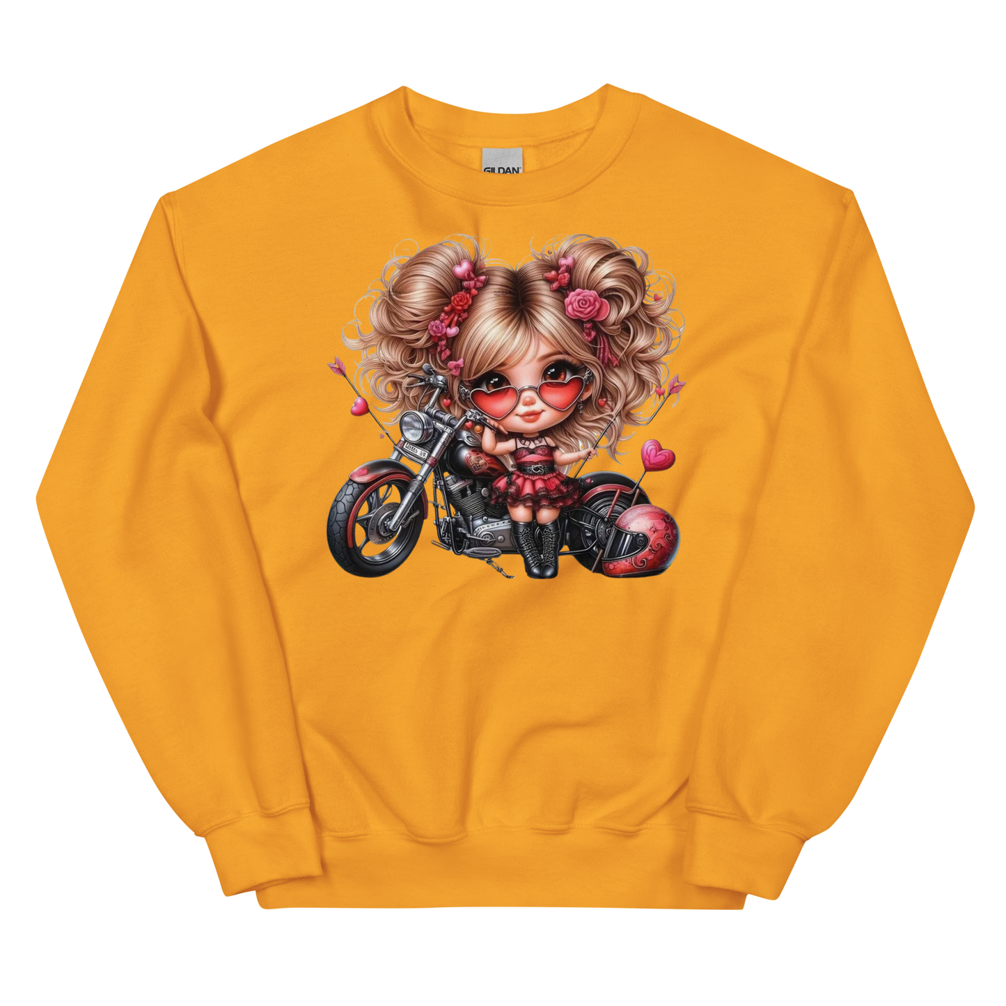 Valentine's Biker Babe Women's Sweatshirt Physical Sweatshirt Style-Junction Custom Designs & Prints