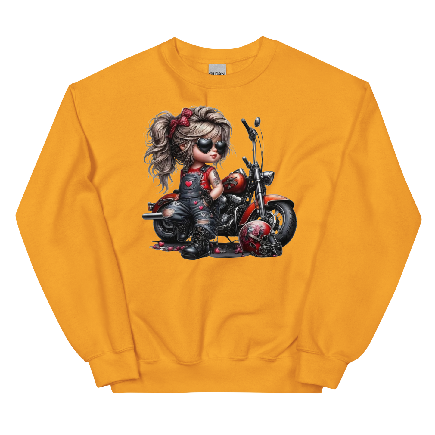 Young Biker Chic Women's Sweatshirt Physical Sweatshirt Style-Junction Custom Designs & Prints Gold S