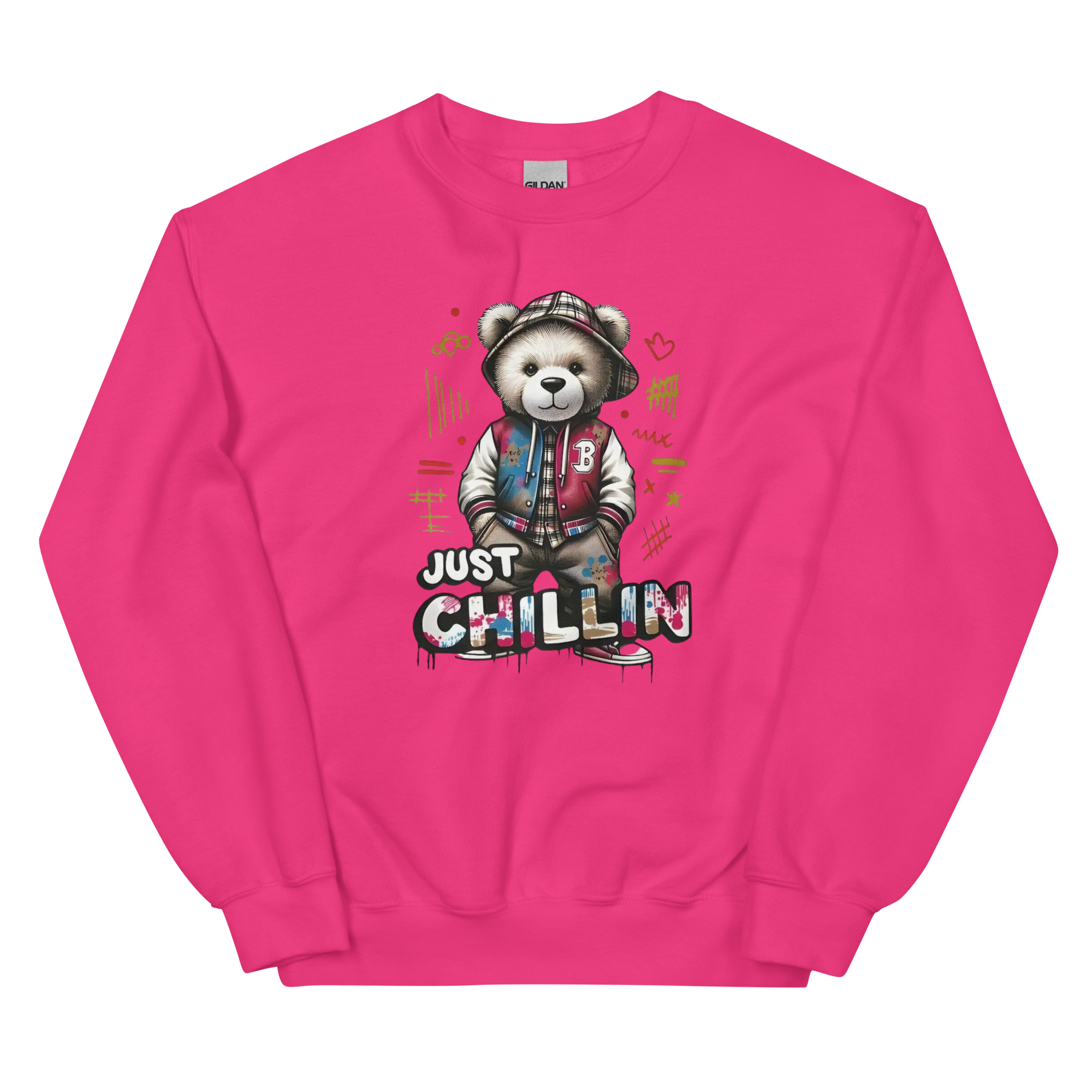 Just Chillin Bear Custom Design Unisex Sweatshirt Physical Sweatshirt Style-Junction Heliconia S 