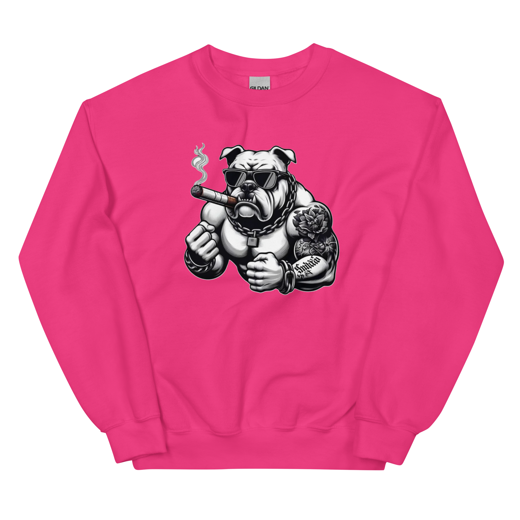 Big Boy Bulldog Design | Men’s Custom Sweatshirt Physical Sweatshirt Style-Junction Heliconia S 