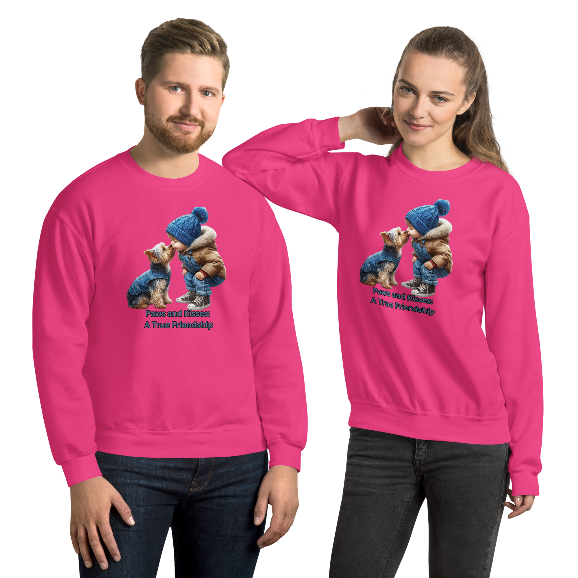 Paws and Kisses Unisex Custom Sweatshirt Physical Sweatshirt Style-Junction Heliconia S 