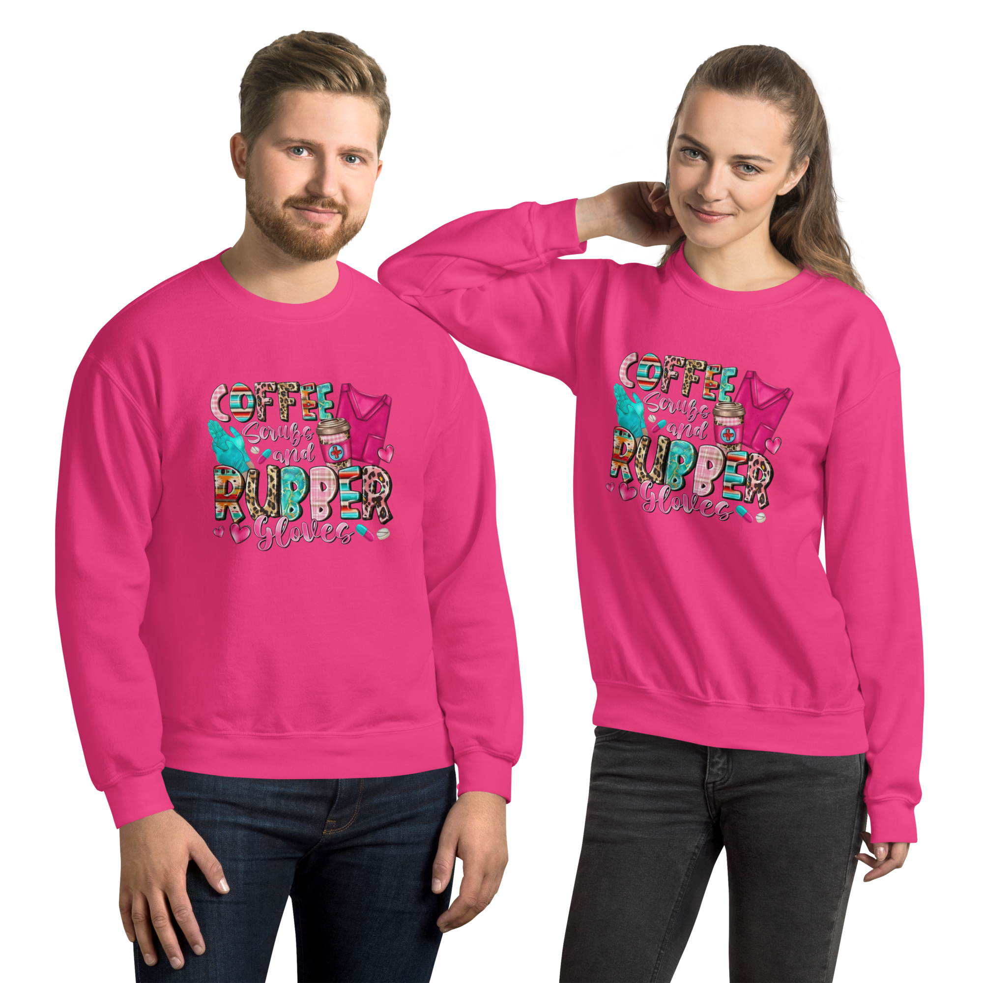 Coffee Scrubs and Rubber Gloves Unisex Custom Sweatshirt Physical Sweatshirt Style-Junction Heliconia S