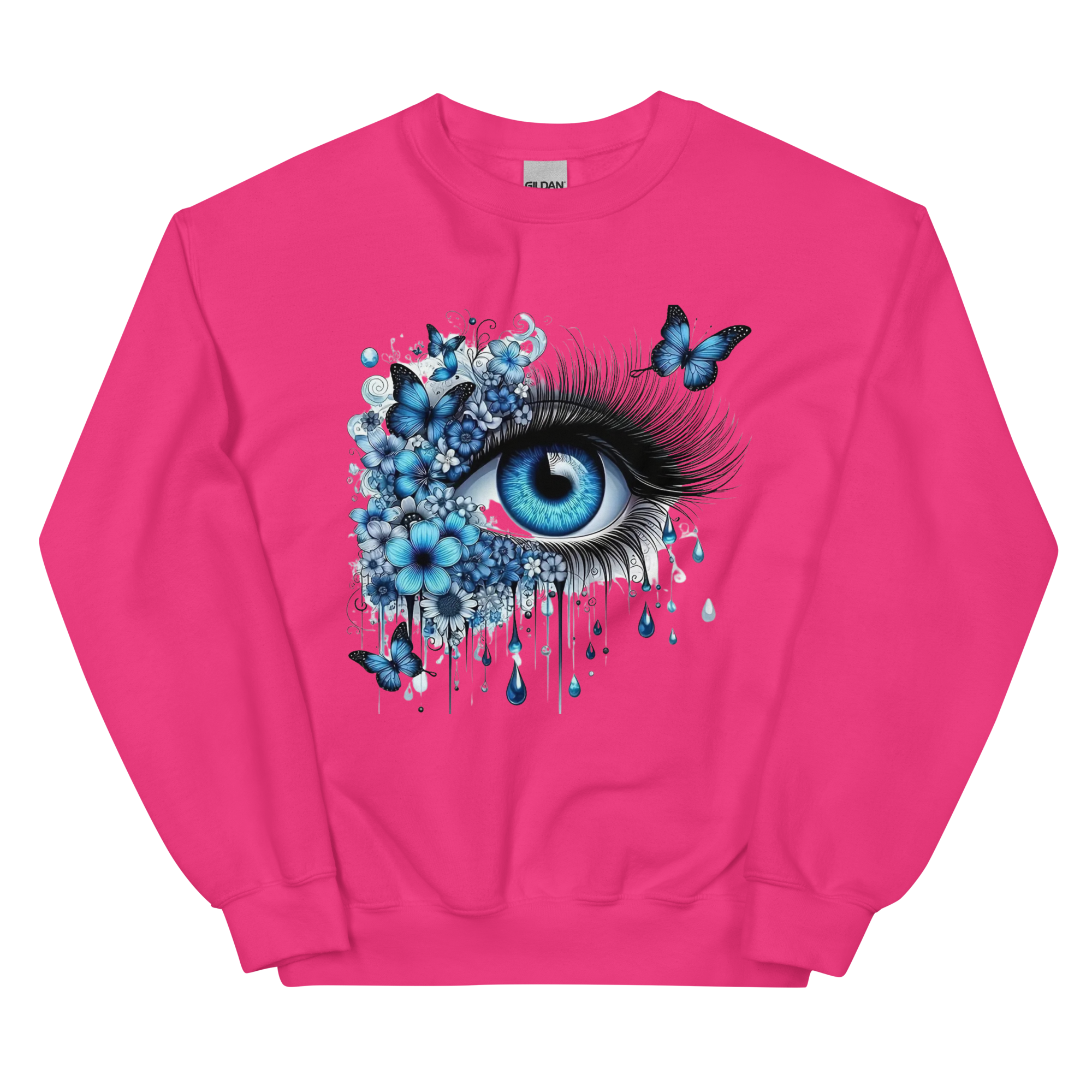 Tears of Blue Elegance Unisex Sweatshirt - Ribbed Collar and Spandex for a Perfect Fit Physical Sweatshirt Style-Junction Heliconia S