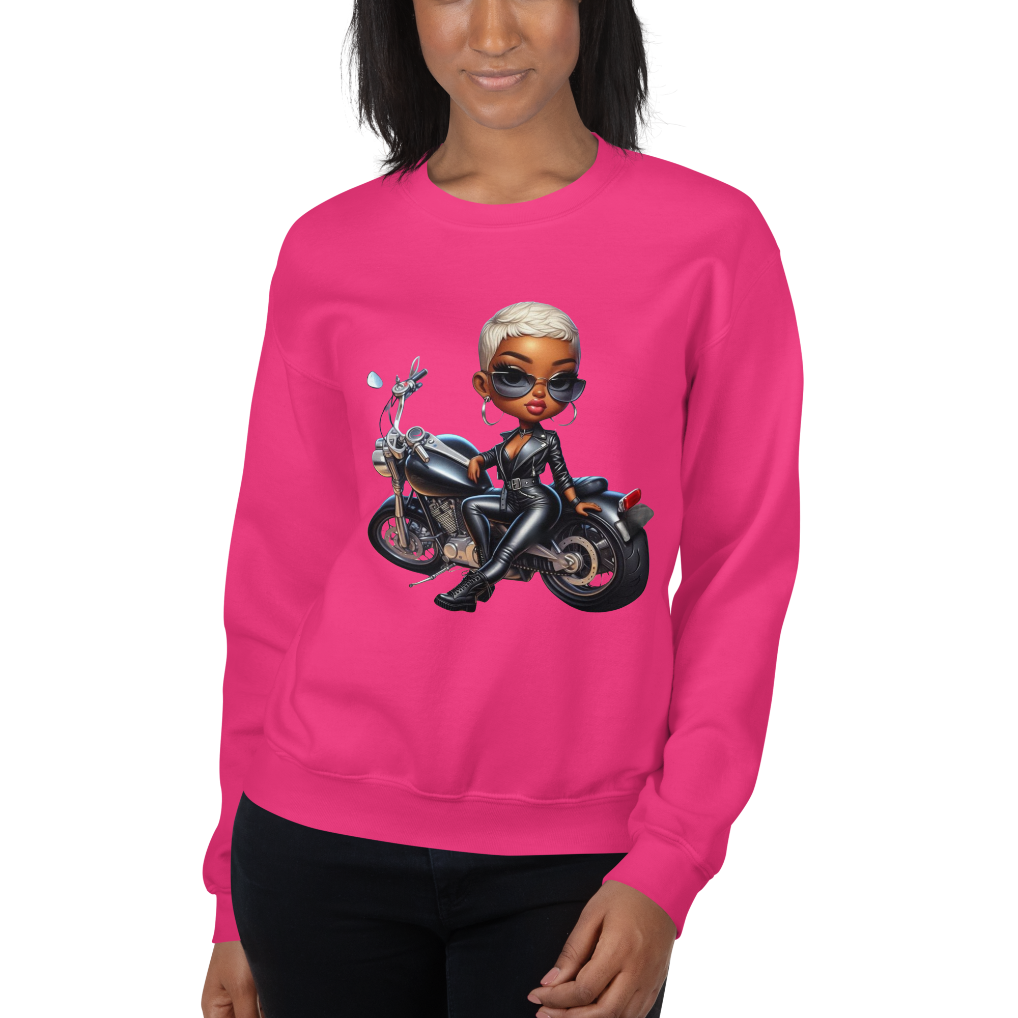 Biker Chic Diva Women's Custom Classic Sweatshirt for Comfort Physical Sweatshirt Style-Junction Heliconia S