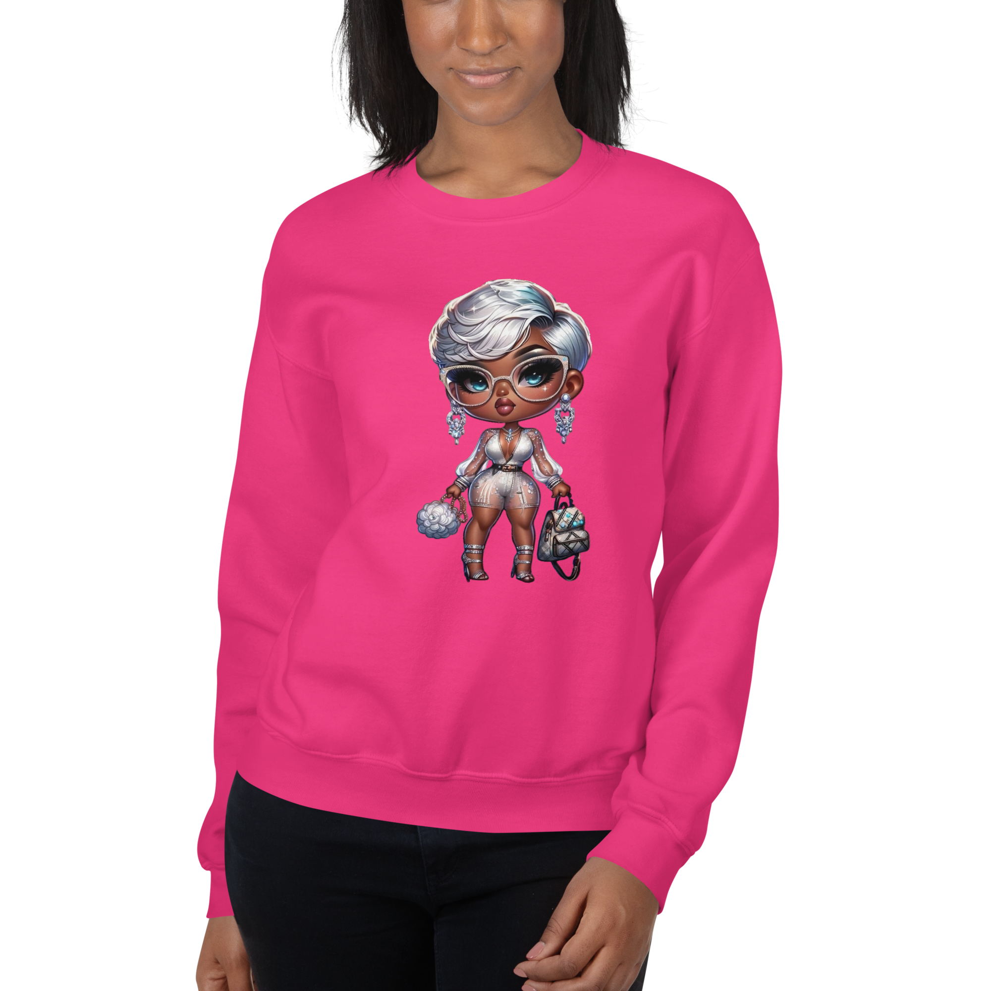 Silver Elegance Queen Women's Sweatshirt - Stay Warm with a Pre-Shrunk, Soft Cotton-Polyester Blend Physical Sweatshirt Style-Junction Heliconia S