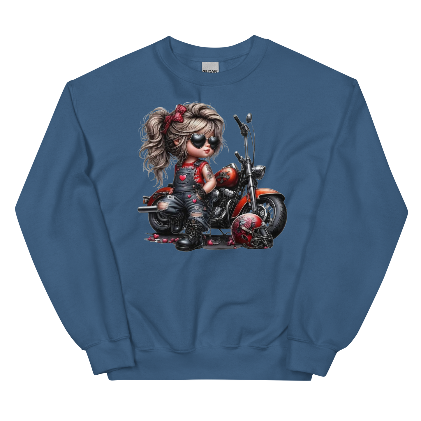 Young Biker Chic Women's Sweatshirt Physical Sweatshirt Style-Junction Custom Designs & Prints Indigo Blue S