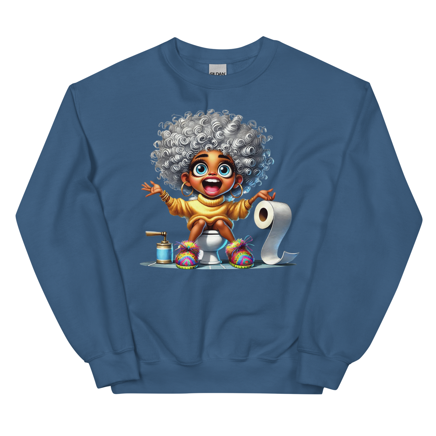 Toilet Time Joy Women's Sweatshirt Physical Sweatshirt Style-Junction Custom Designs & Prints Indigo Blue S