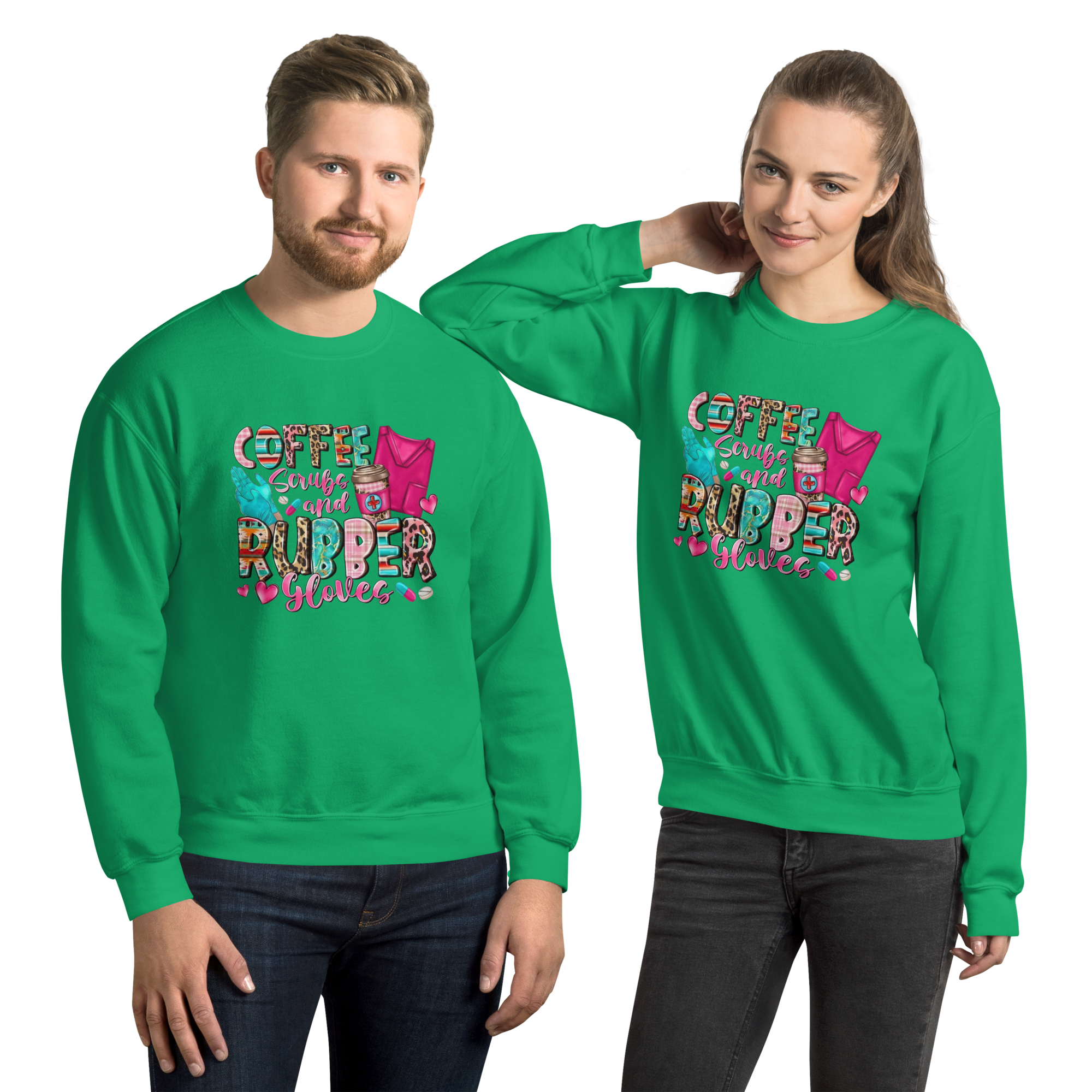 Coffee Scrubs and Rubber Gloves Unisex Custom Sweatshirt Physical Sweatshirt Style-Junction