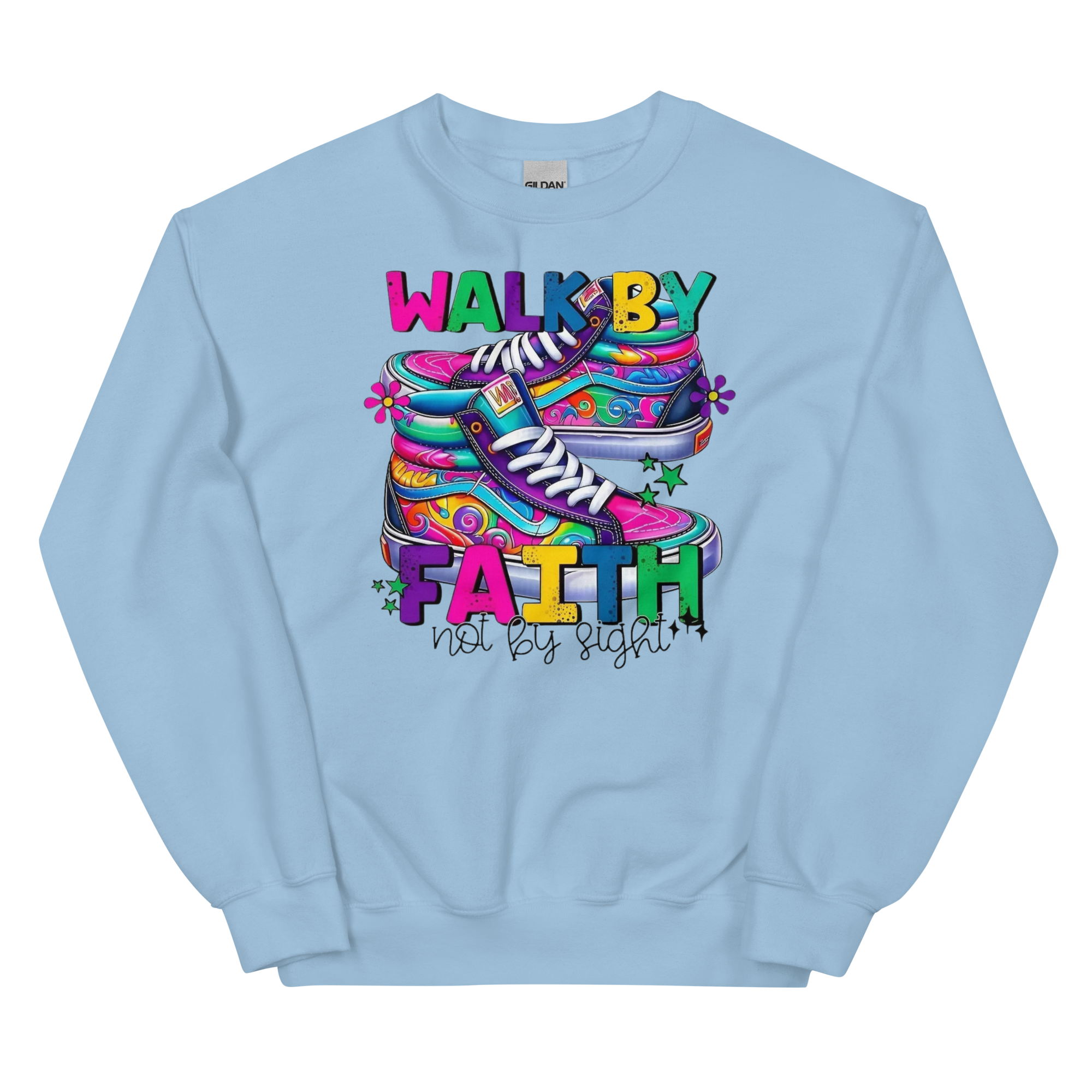 Walk By Faith Custom Design Unisex Sweatshirt Physical Sweatshirt Style-Junction Light Blue S 