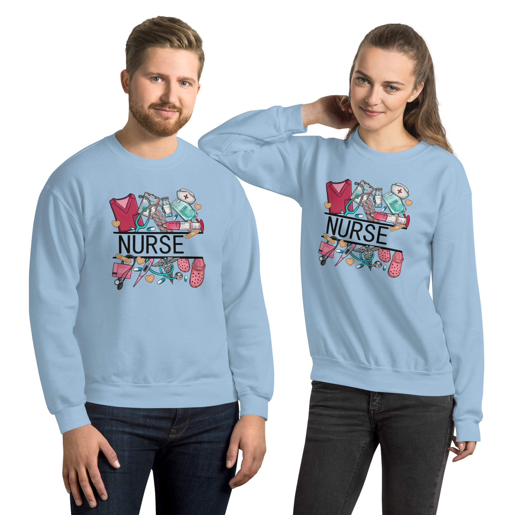 Nurse Unisex Custom Sweatshirt Physical Sweatshirt Style-Junction Light Blue S