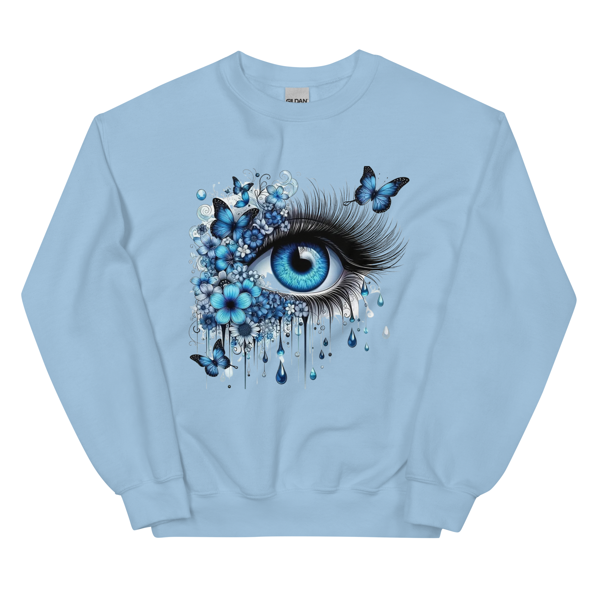 Tears of Blue Elegance Unisex Sweatshirt - Ribbed Collar and Spandex for a Perfect Fit Physical Sweatshirt Style-Junction