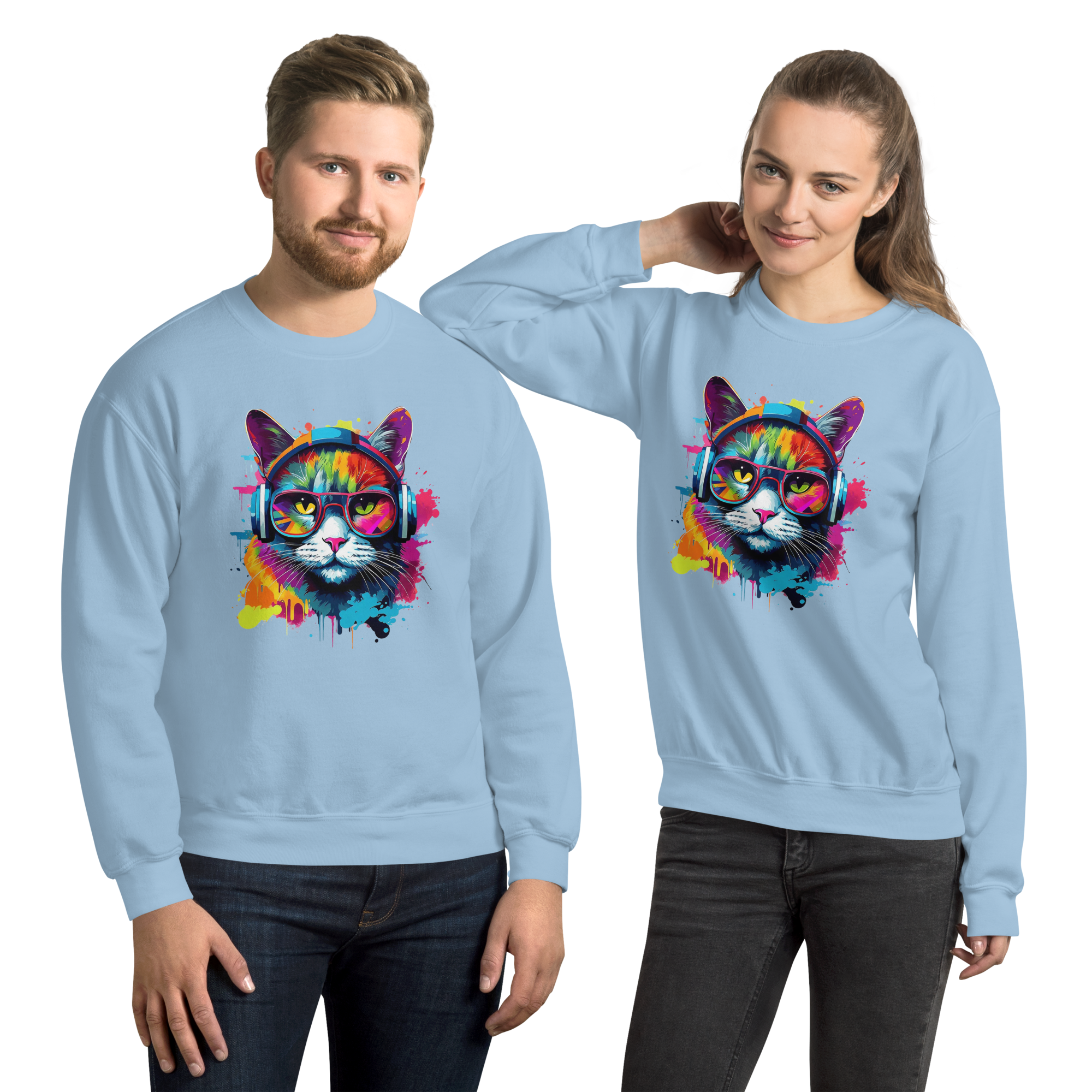 Vibrant DJ Cat Unisex Sweatshirt - Premium Softness and Long-Lasting Comfort Physical Sweatshirt Style-Junction