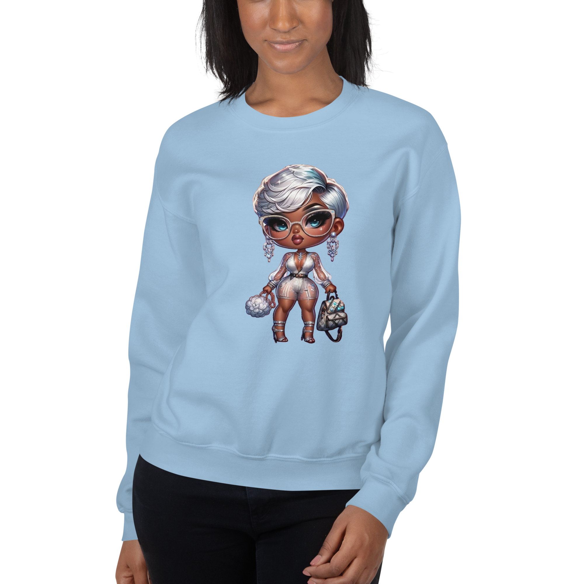 Silver Elegance Queen Women's Sweatshirt - Stay Warm with a Pre-Shrunk, Soft Cotton-Polyester Blend Physical Sweatshirt Style-Junction