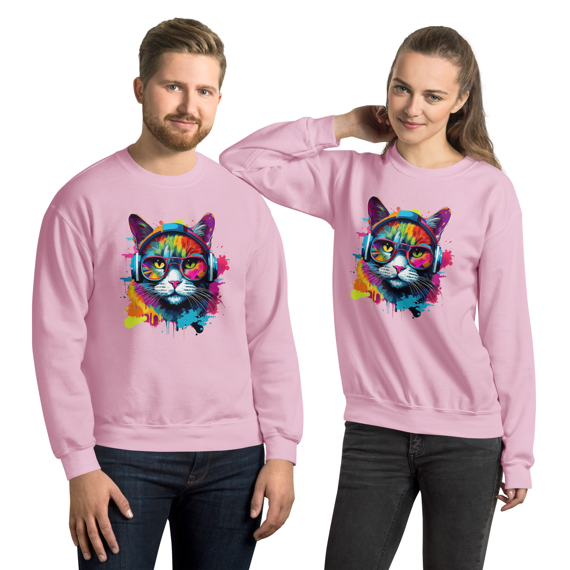 Vibrant DJ Cat Unisex Sweatshirt - Premium Softness and Long-Lasting Comfort Physical Sweatshirt Style-Junction